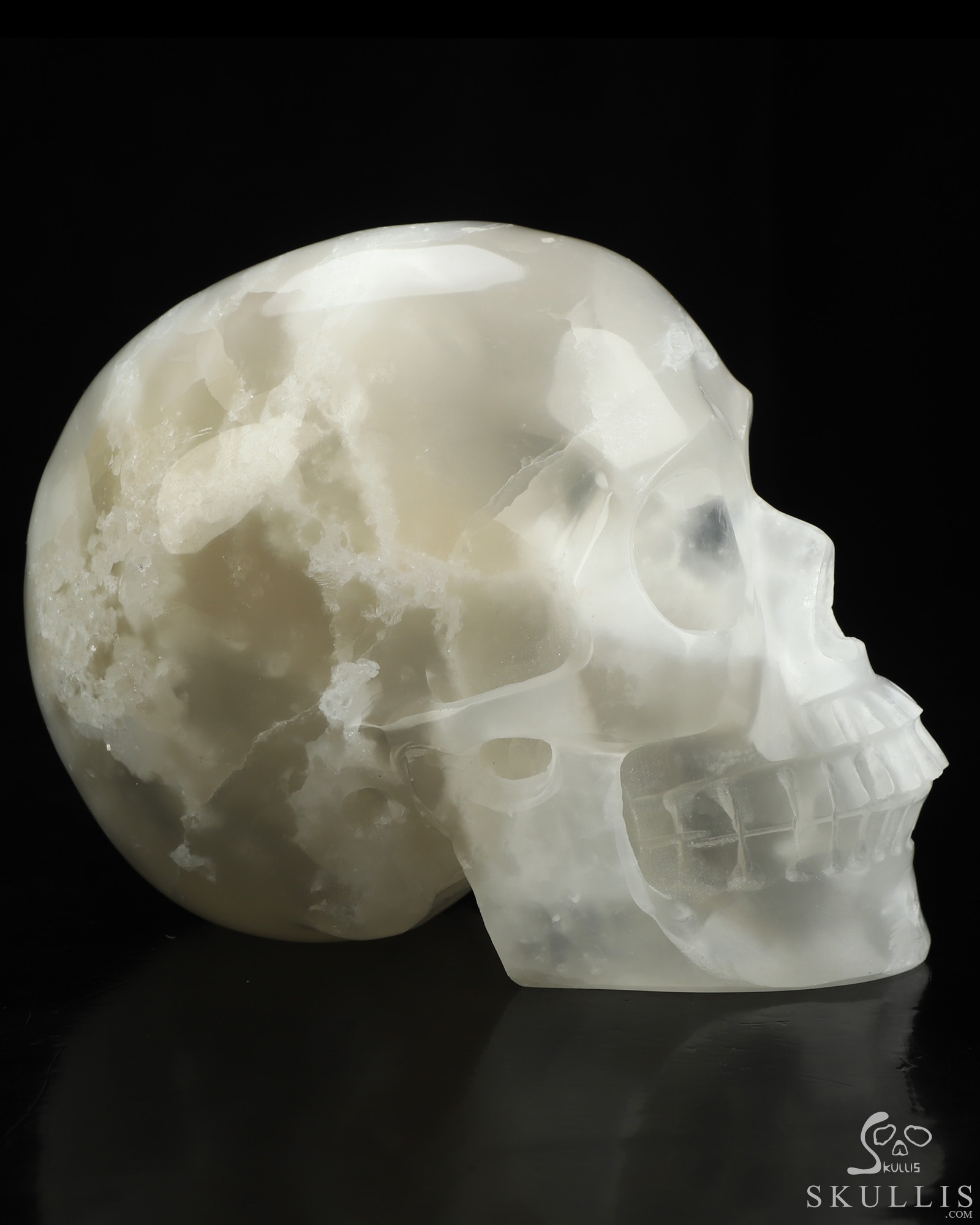 5.0" Selenite Hand Carved Crystal Skull, Realistic, Crystal Healing 5.0" Selenite Hand Carved Crystal Skull, Realistic, Crystal Healing