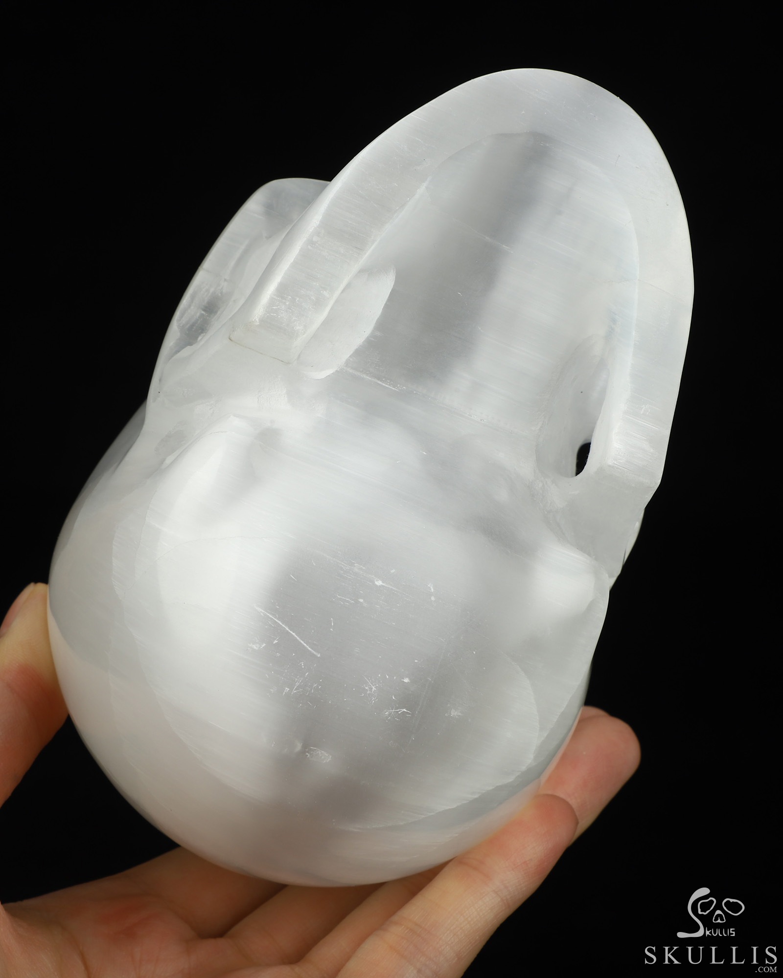 5.0" Selenite Hand Carved Crystal Skull, Realistic, Crystal Healing 5.0" Selenite Hand Carved Crystal Skull, Realistic, Crystal Healing