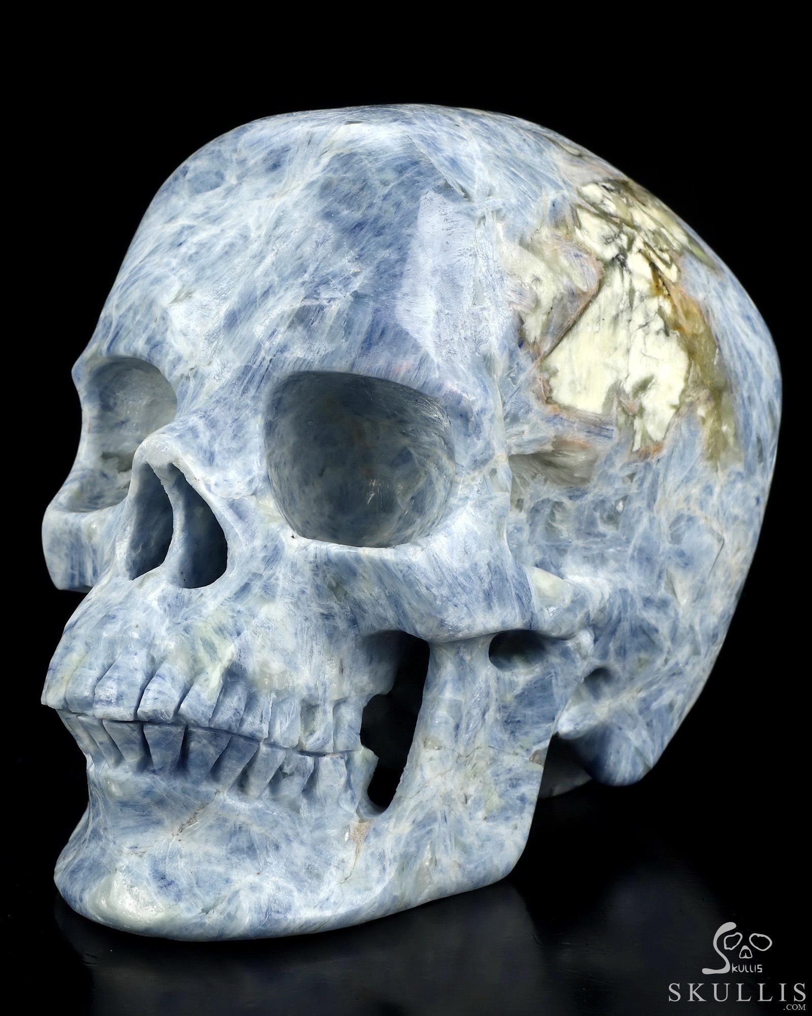 Lifesized 6.4" Kyanite Hand Carved Crystal Skull, Super Realistic, Crystal Healing Lifesized 6.4" Kyanite Hand Carved Crystal Skull, Super Realistic, Crystal Healing