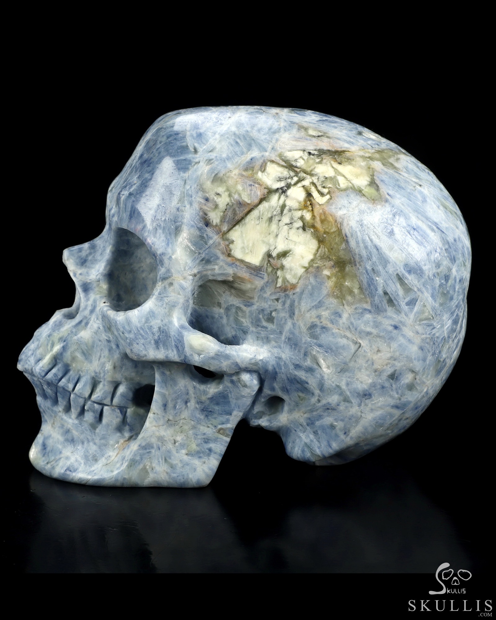 Lifesized 6.4" Kyanite Hand Carved Crystal Skull, Super Realistic, Crystal Healing Lifesized 6.4" Kyanite Hand Carved Crystal Skull, Super Realistic, Crystal Healing