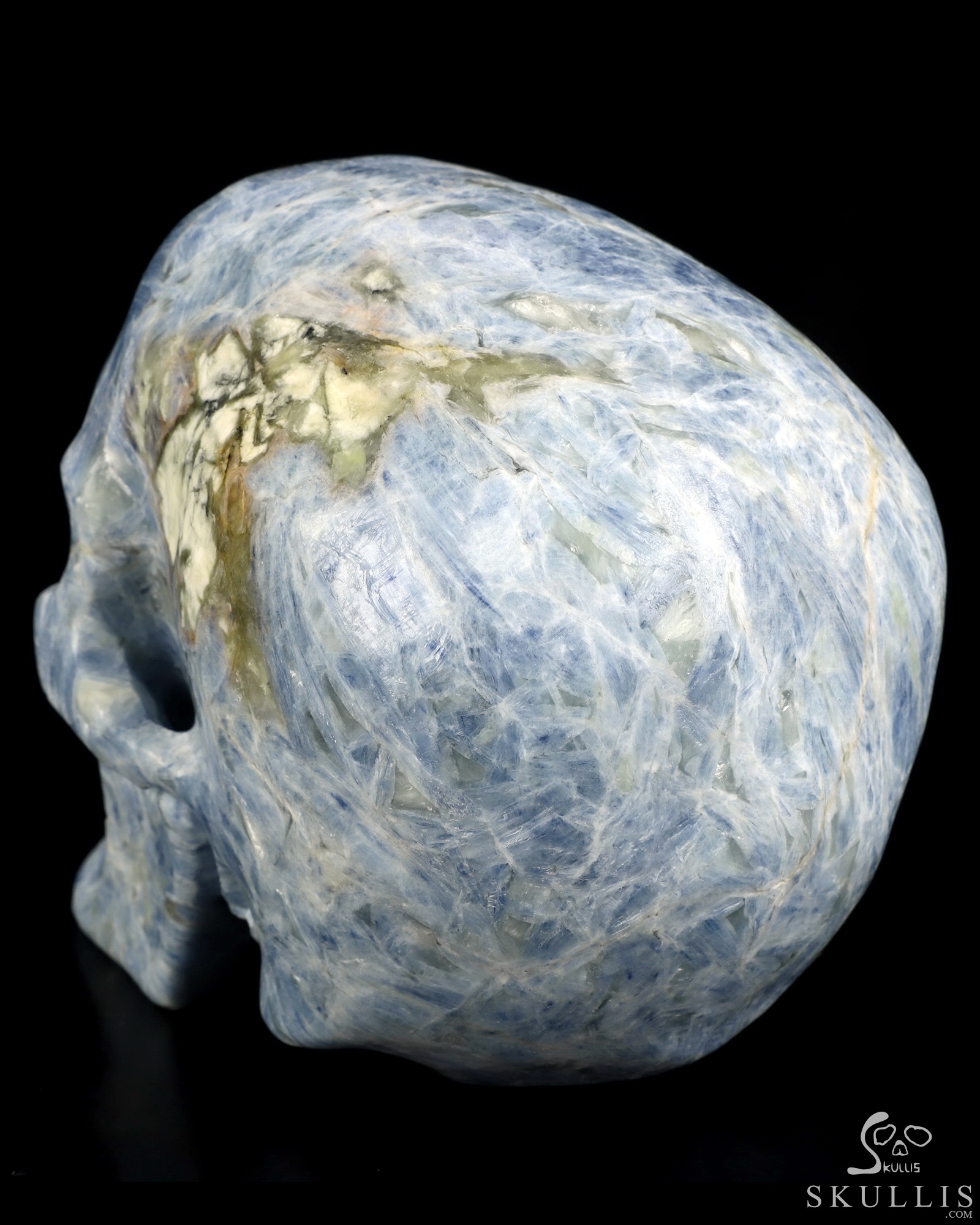 Lifesized 6.4" Kyanite Hand Carved Crystal Skull, Super Realistic, Crystal Healing Lifesized 6.4" Kyanite Hand Carved Crystal Skull, Super Realistic, Crystal Healing