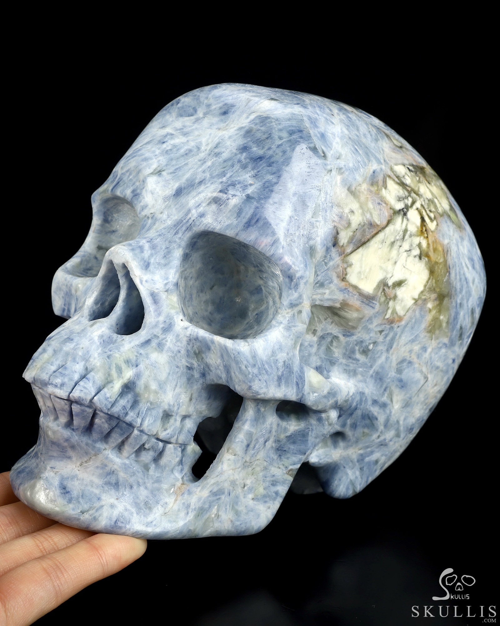 Lifesized 6.4" Kyanite Hand Carved Crystal Skull, Super Realistic, Crystal Healing Lifesized 6.4" Kyanite Hand Carved Crystal Skull, Super Realistic, Crystal Healing