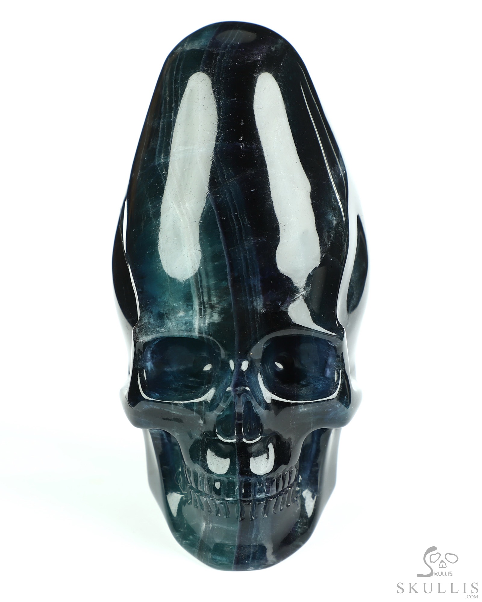 4.8" Hollow Fluorite Hand Carved Incan Crystal Skull Lamp Sculpture With Stand, Crystal Healing 4.8" Hollow Fluorite Hand Carved Incan Crystal Skull Lamp Sculpture With Stand, Crystal Healing