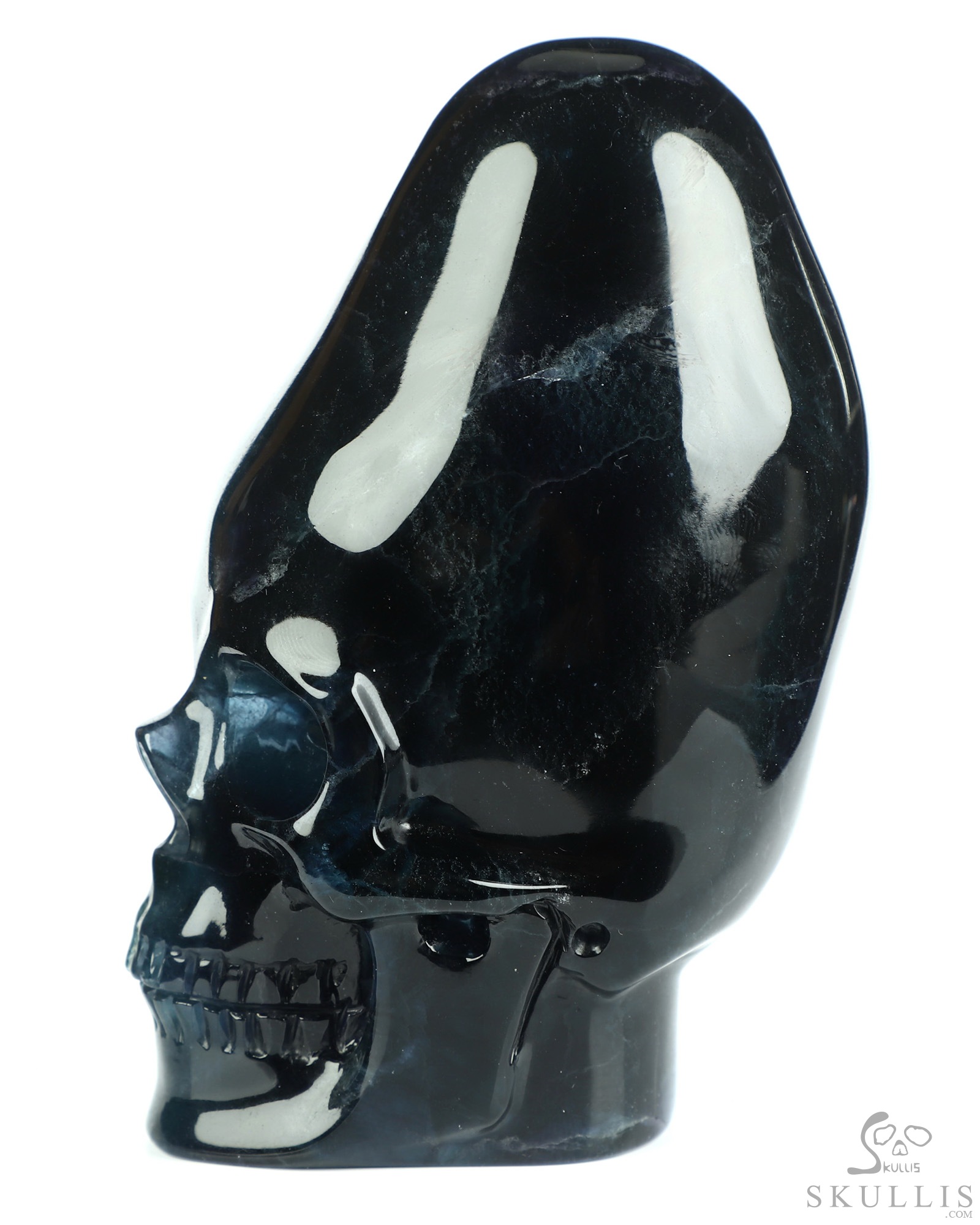 4.8" Hollow Fluorite Hand Carved Incan Crystal Skull Lamp Sculpture With Stand, Crystal Healing 4.8" Hollow Fluorite Hand Carved Incan Crystal Skull Lamp Sculpture With Stand, Crystal Healing