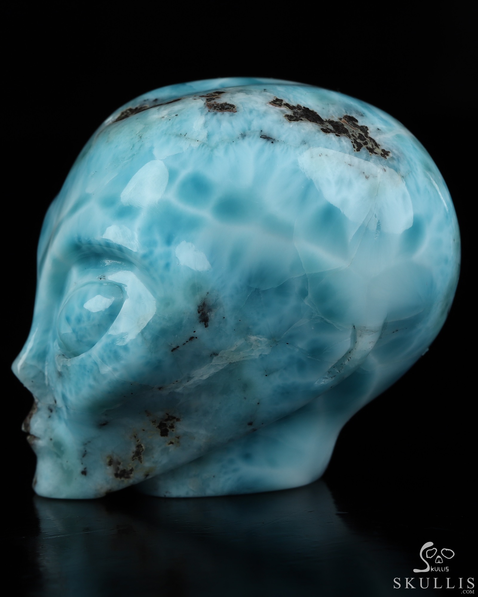 Gemstone 2.1" Larimar Star Being Female Alien Crystal Skull Companion, Hand Carved Gemstone Fine Art Sculpture, Reiki Healing Stone Statue Gemstone 2.1" Larimar Star Being Female Alien Crystal Skull Companion, Hand Carved Gemstone Fine Art Sculpture, Reiki Healing Stone Statue
