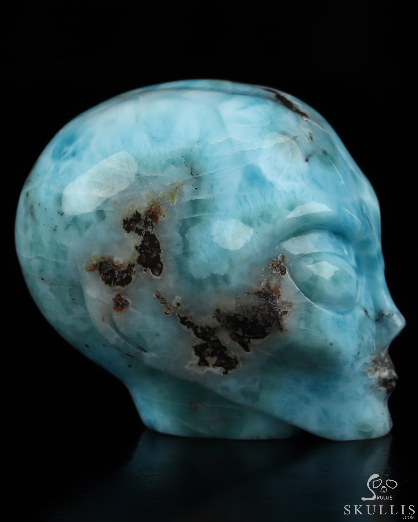 Gemstone 2.1" Larimar Star Being Female Alien Crystal Skull Companion, Hand Carved Gemstone Fine Art Sculpture, Reiki Healing Stone Statue Gemstone 2.1" Larimar Star Being Female Alien Crystal Skull Companion, Hand Carved Gemstone Fine Art Sculpture, Reiki Healing Stone Statue