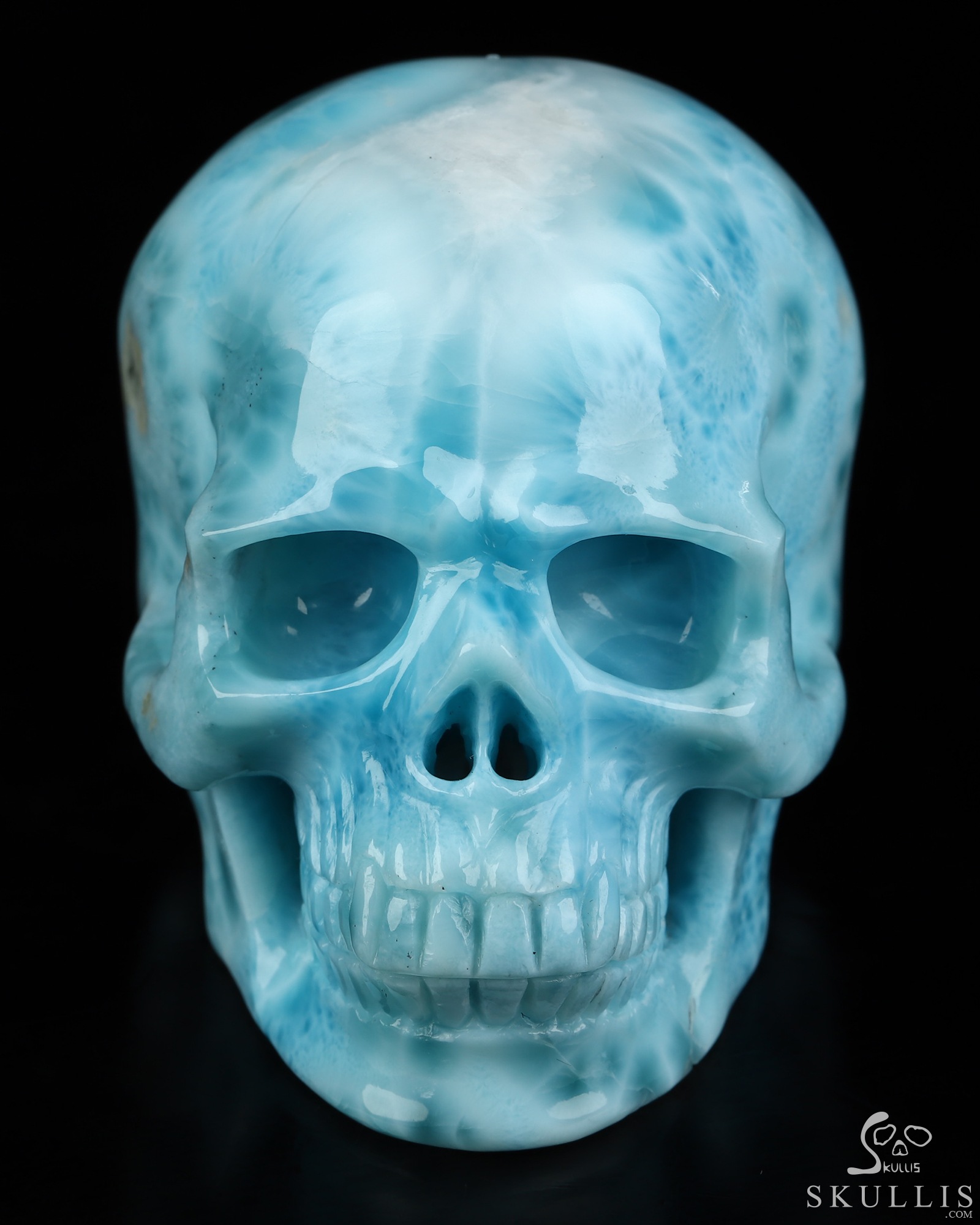 Gemstone 2.9" Larimar Hand Carved Crystal Skull, Super Realistic, Crystal Healing Gemstone 2.9" Larimar Hand Carved Crystal Skull, Super Realistic, Crystal Healing