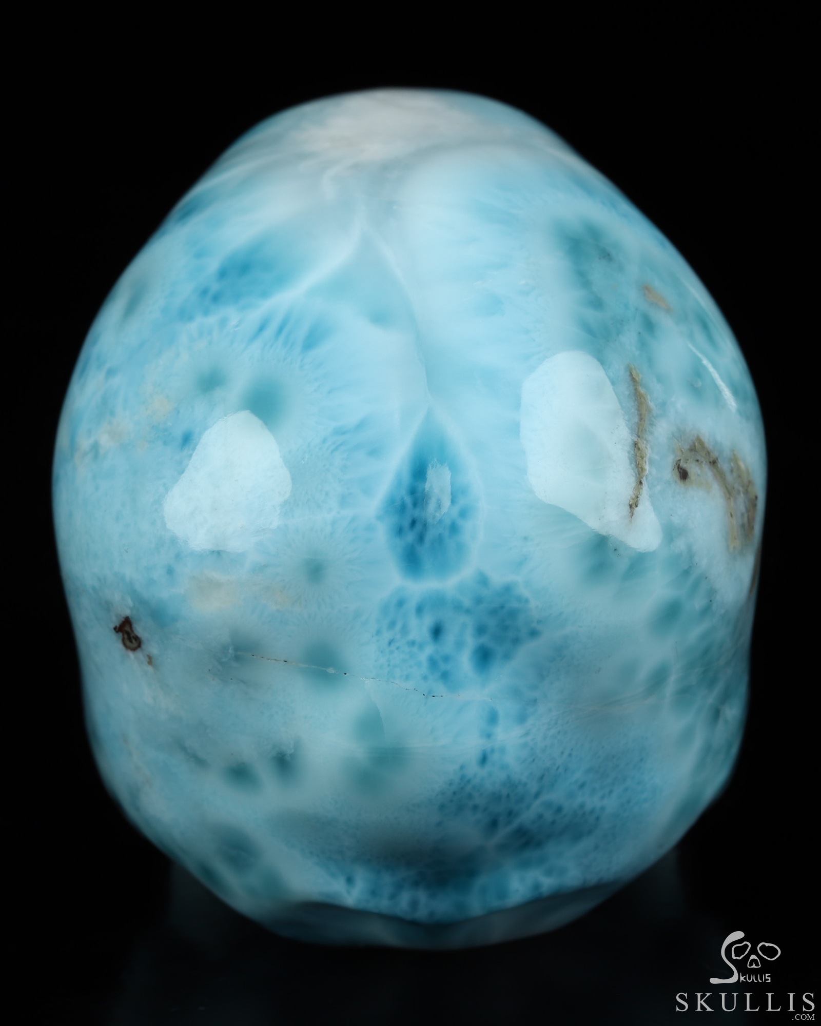 Gemstone 2.9" Larimar Hand Carved Crystal Skull, Super Realistic, Crystal Healing Gemstone 2.9" Larimar Hand Carved Crystal Skull, Super Realistic, Crystal Healing