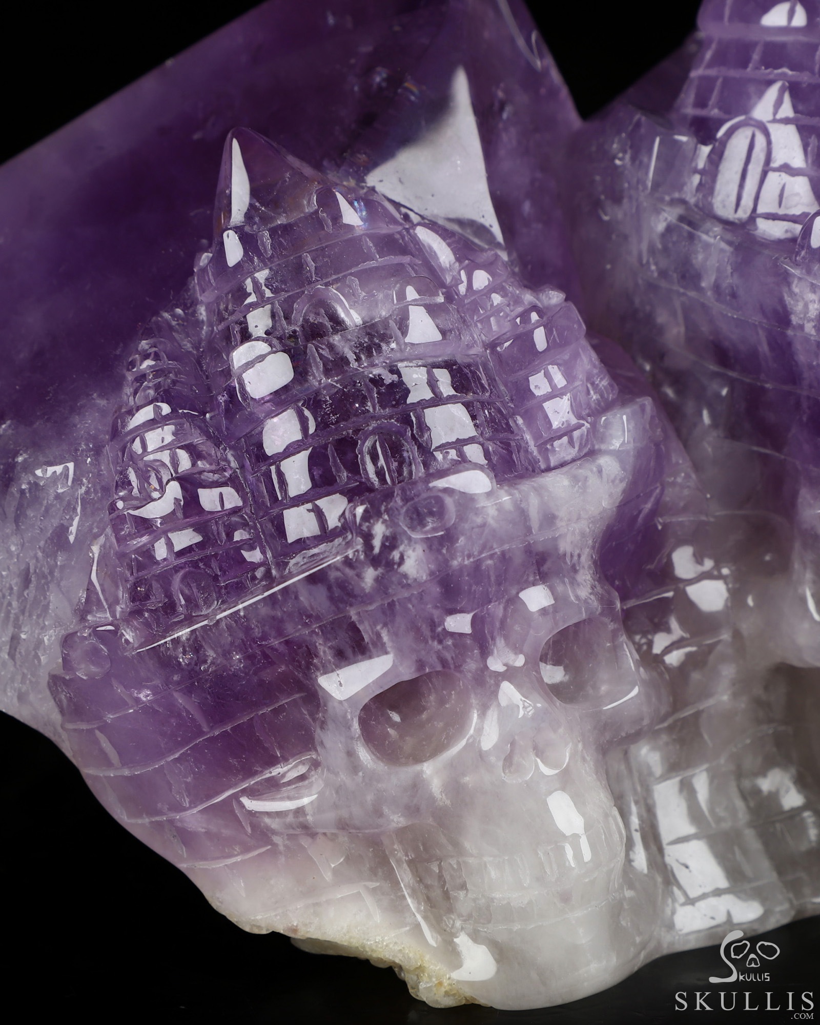 Aug 5, 2026 ACSAD (A Crystal Skull a Day) - The Twin Citadel - Gemstone 6.3" Amethyst Hand Carved Dual Crystal Skull Fine Art Sculpture, Crystal Healing Aug 5, 2026 ACSAD (A Crystal Skull a Day) - The Twin Citadel - Gemstone 6.3" Amethyst Hand Carved Dual Crystal Skull Fine Art Sculpture, Crystal Healing