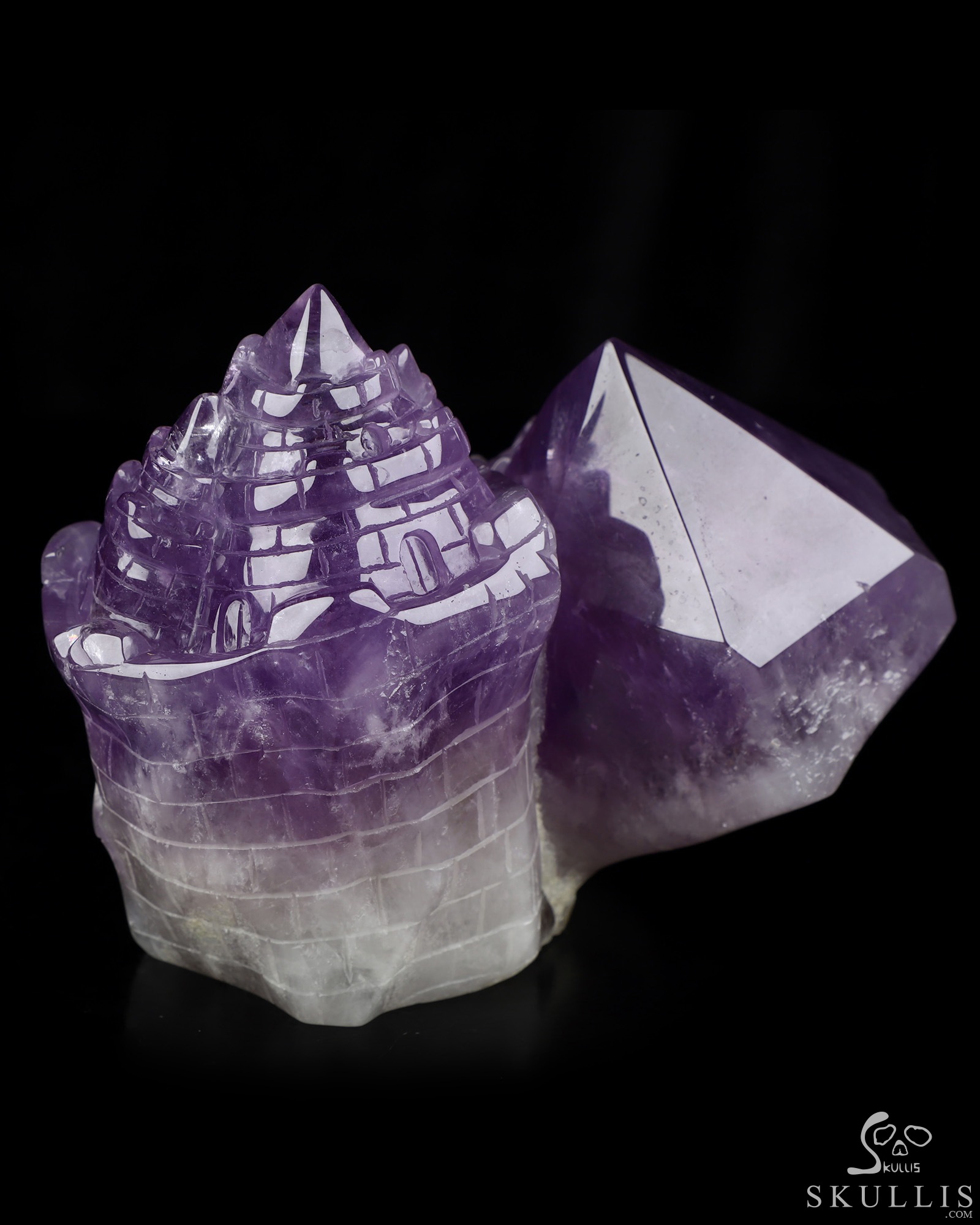Aug 5, 2026 ACSAD (A Crystal Skull a Day) - The Twin Citadel - Gemstone 6.3" Amethyst Hand Carved Dual Crystal Skull Fine Art Sculpture, Crystal Healing Aug 5, 2026 ACSAD (A Crystal Skull a Day) - The Twin Citadel - Gemstone 6.3" Amethyst Hand Carved Dual Crystal Skull Fine Art Sculpture, Crystal Healing