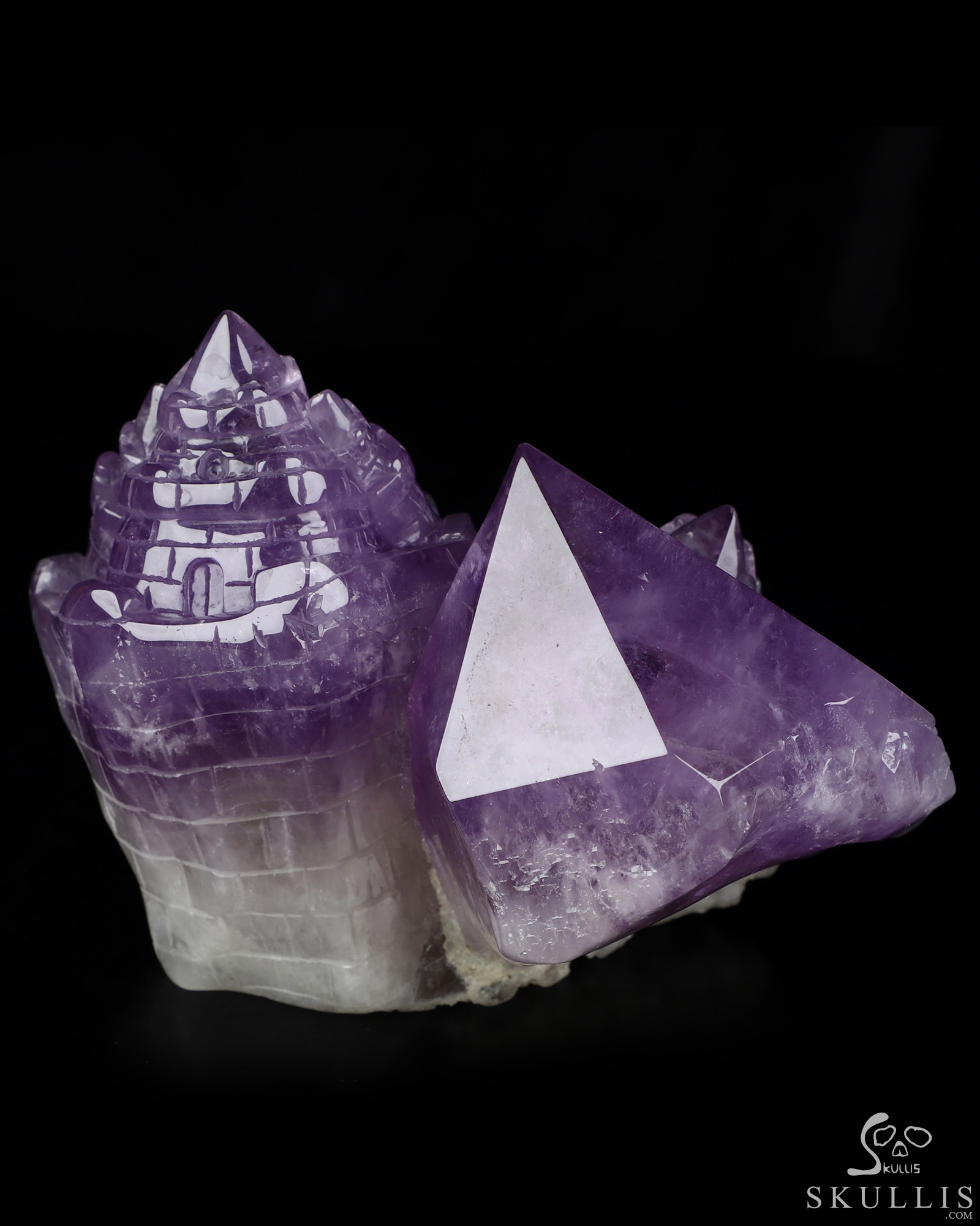 Aug 5, 2026 ACSAD (A Crystal Skull a Day) - The Twin Citadel - Gemstone 6.3" Amethyst Hand Carved Dual Crystal Skull Fine Art Sculpture, Crystal Healing Aug 5, 2026 ACSAD (A Crystal Skull a Day) - The Twin Citadel - Gemstone 6.3" Amethyst Hand Carved Dual Crystal Skull Fine Art Sculpture, Crystal Healing