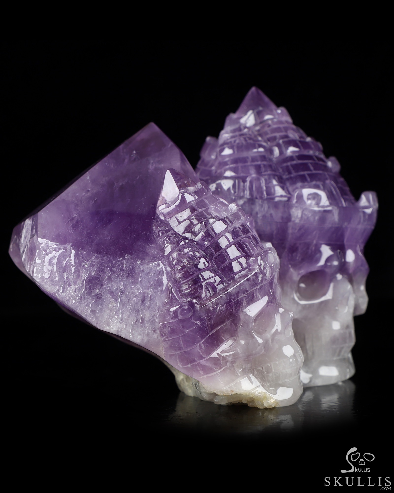 Aug 5, 2026 ACSAD (A Crystal Skull a Day) - The Twin Citadel - Gemstone 6.3" Amethyst Hand Carved Dual Crystal Skull Fine Art Sculpture, Crystal Healing Aug 5, 2026 ACSAD (A Crystal Skull a Day) - The Twin Citadel - Gemstone 6.3" Amethyst Hand Carved Dual Crystal Skull Fine Art Sculpture, Crystal Healing