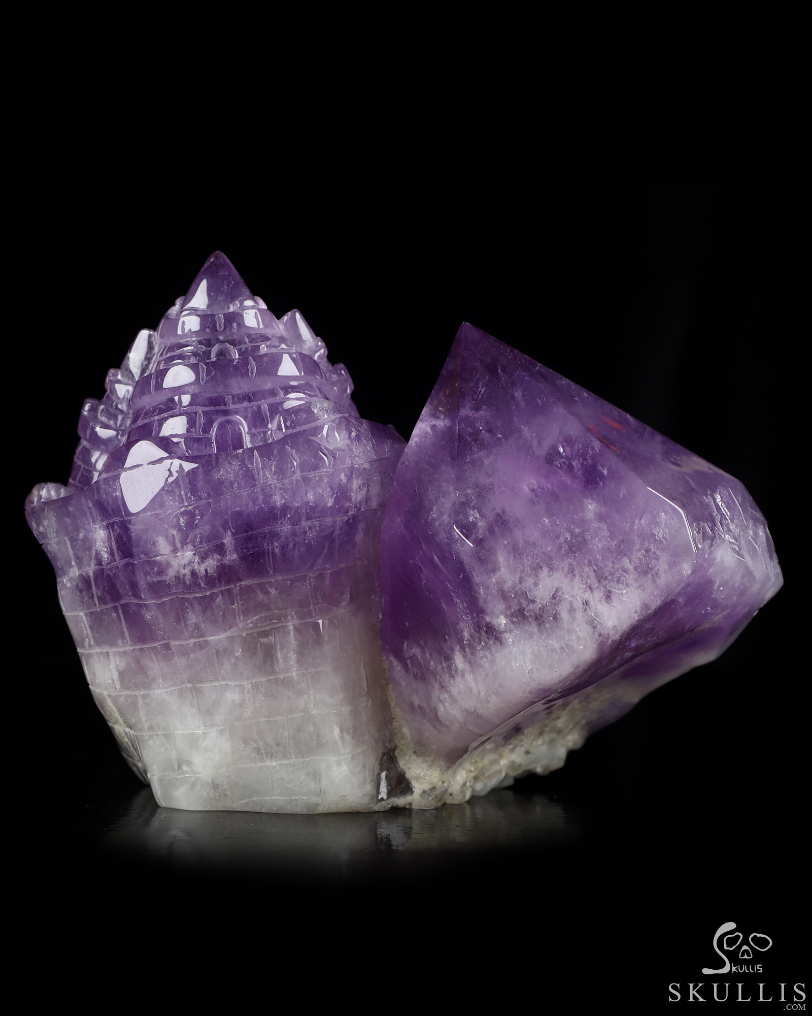 Aug 5, 2026 ACSAD (A Crystal Skull a Day) - The Twin Citadel - Gemstone 6.3" Amethyst Hand Carved Dual Crystal Skull Fine Art Sculpture, Crystal Healing Aug 5, 2026 ACSAD (A Crystal Skull a Day) - The Twin Citadel - Gemstone 6.3" Amethyst Hand Carved Dual Crystal Skull Fine Art Sculpture, Crystal Healing
