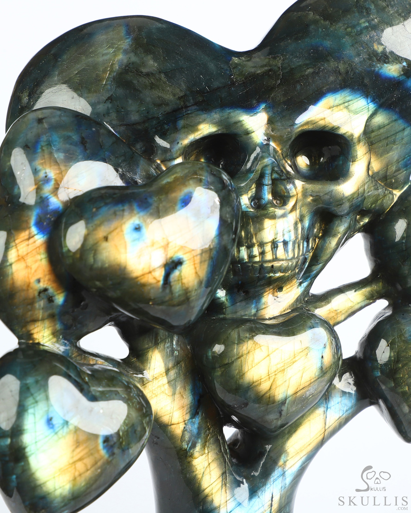 Aug 21, 2026 ACSAD (A Crystal Skull a Day) - Les Fleurs du Mal - 5.4" Labradorite Hand Carved Heart-Shaped Crystal Skull Fine Art Sculpture, Crystal Healing Aug 21, 2026 ACSAD (A Crystal Skull a Day) - Les Fleurs du Mal - 5.4" Labradorite Hand Carved Heart-Shaped Crystal Skull Fine Art Sculpture, Crystal Healing