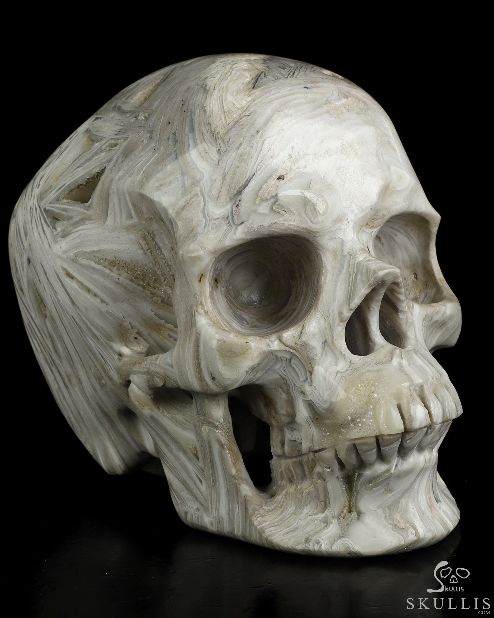 5.0" Lattice Agate Hand Carved Crystal Skull, Super Realistic, Crystal Healing 5.0" Lattice Agate Hand Carved Crystal Skull, Super Realistic, Crystal Healing