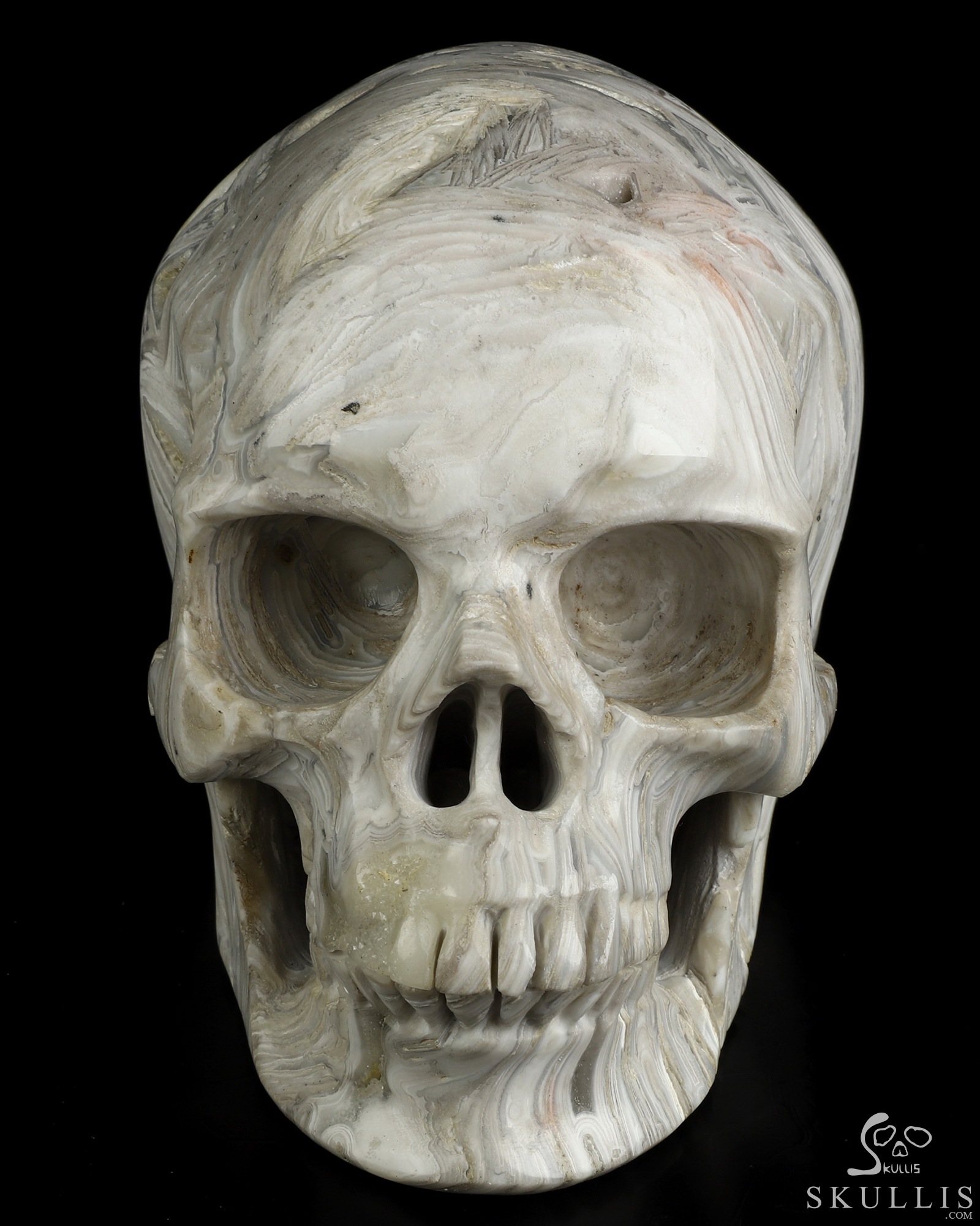 5.0" Lattice Agate Hand Carved Crystal Skull, Super Realistic, Crystal Healing 5.0" Lattice Agate Hand Carved Crystal Skull, Super Realistic, Crystal Healing
