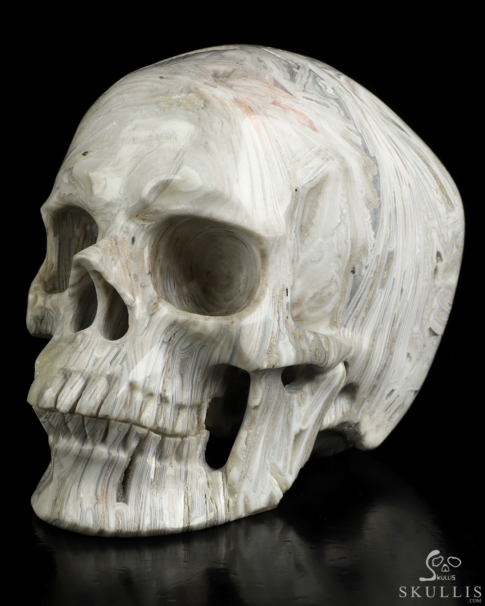 5.0" Lattice Agate Hand Carved Crystal Skull, Super Realistic, Crystal Healing 5.0" Lattice Agate Hand Carved Crystal Skull, Super Realistic, Crystal Healing