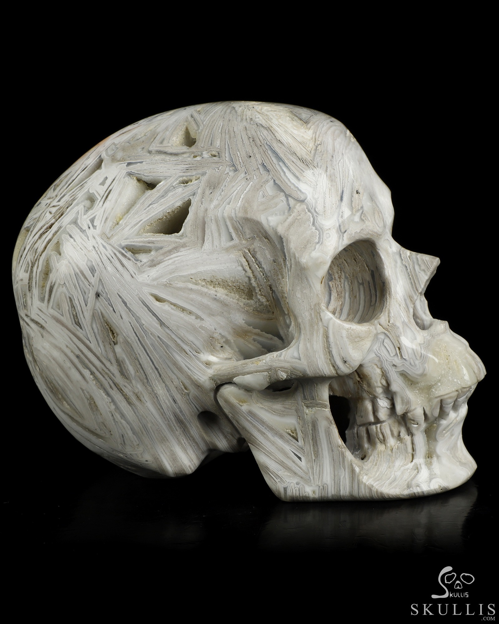 5.0" Lattice Agate Hand Carved Crystal Skull, Super Realistic, Crystal Healing 5.0" Lattice Agate Hand Carved Crystal Skull, Super Realistic, Crystal Healing