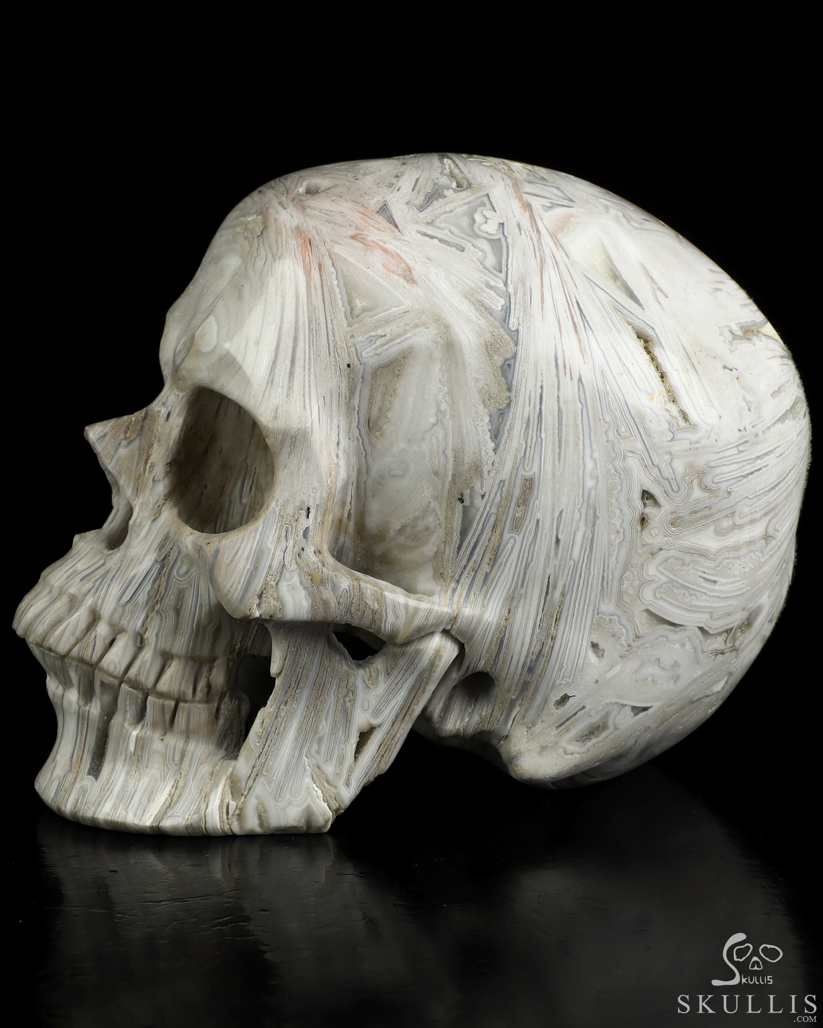 5.0" Lattice Agate Hand Carved Crystal Skull, Super Realistic, Crystal Healing 5.0" Lattice Agate Hand Carved Crystal Skull, Super Realistic, Crystal Healing