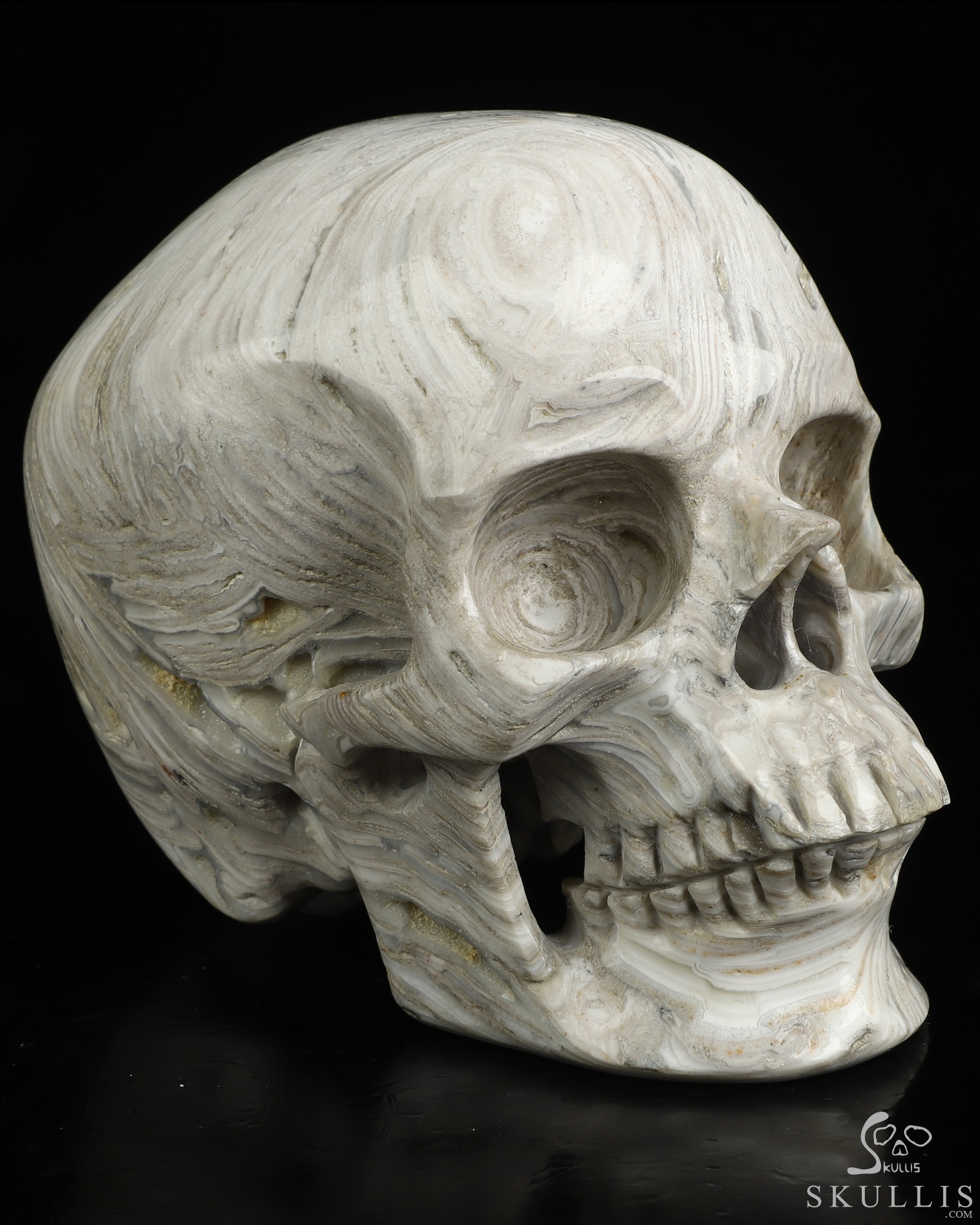 5.0" Lattice Agate Hand Carved Crystal Skull, Super Realistic, Crystal Healing 5.0" Lattice Agate Hand Carved Crystal Skull, Super Realistic, Crystal Healing