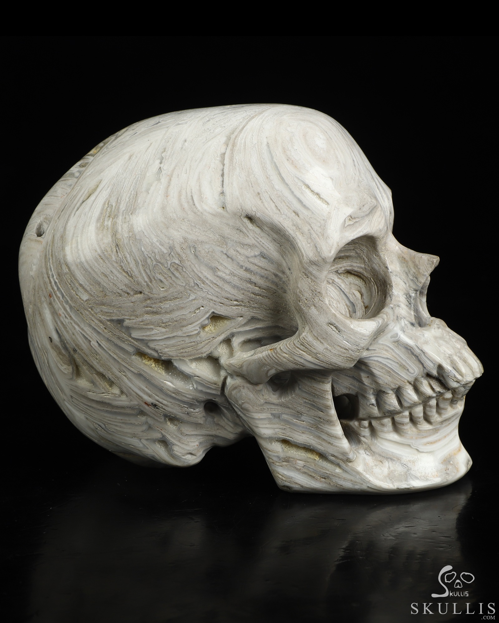 5.0" Lattice Agate Hand Carved Crystal Skull, Super Realistic, Crystal Healing 5.0" Lattice Agate Hand Carved Crystal Skull, Super Realistic, Crystal Healing