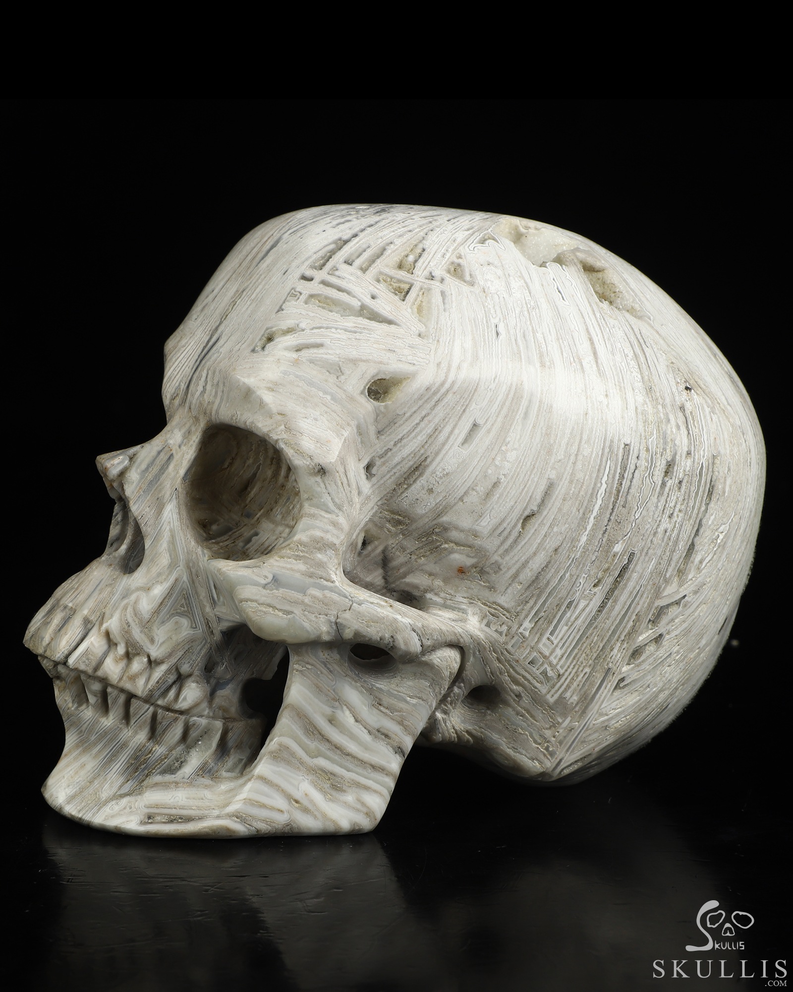 5.0" Lattice Agate Hand Carved Crystal Skull, Super Realistic, Crystal Healing 5.0" Lattice Agate Hand Carved Crystal Skull, Super Realistic, Crystal Healing