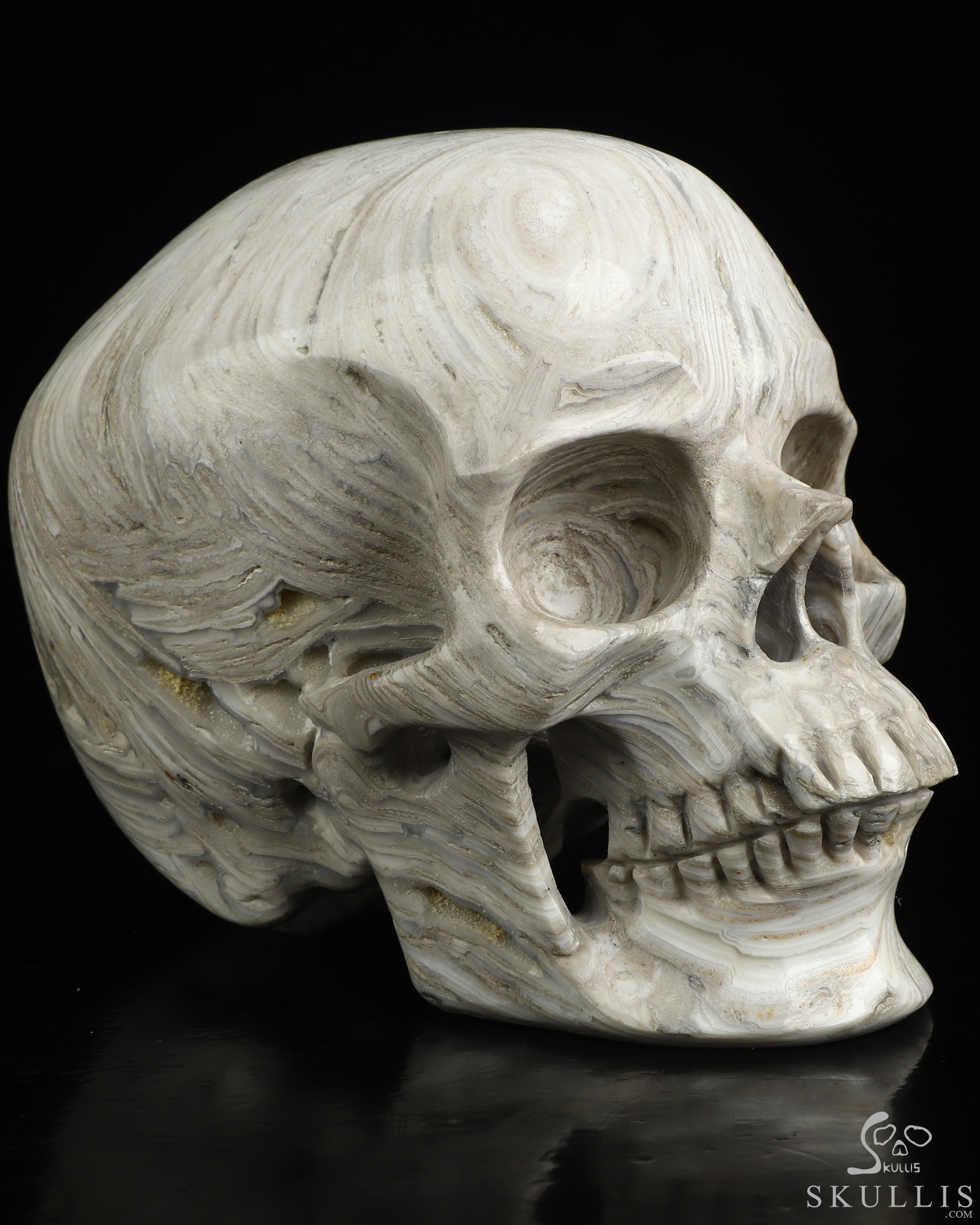 5.0" Lattice Agate Hand Carved Crystal Skull, Super Realistic, Crystal Healing 5.0" Lattice Agate Hand Carved Crystal Skull, Super Realistic, Crystal Healing