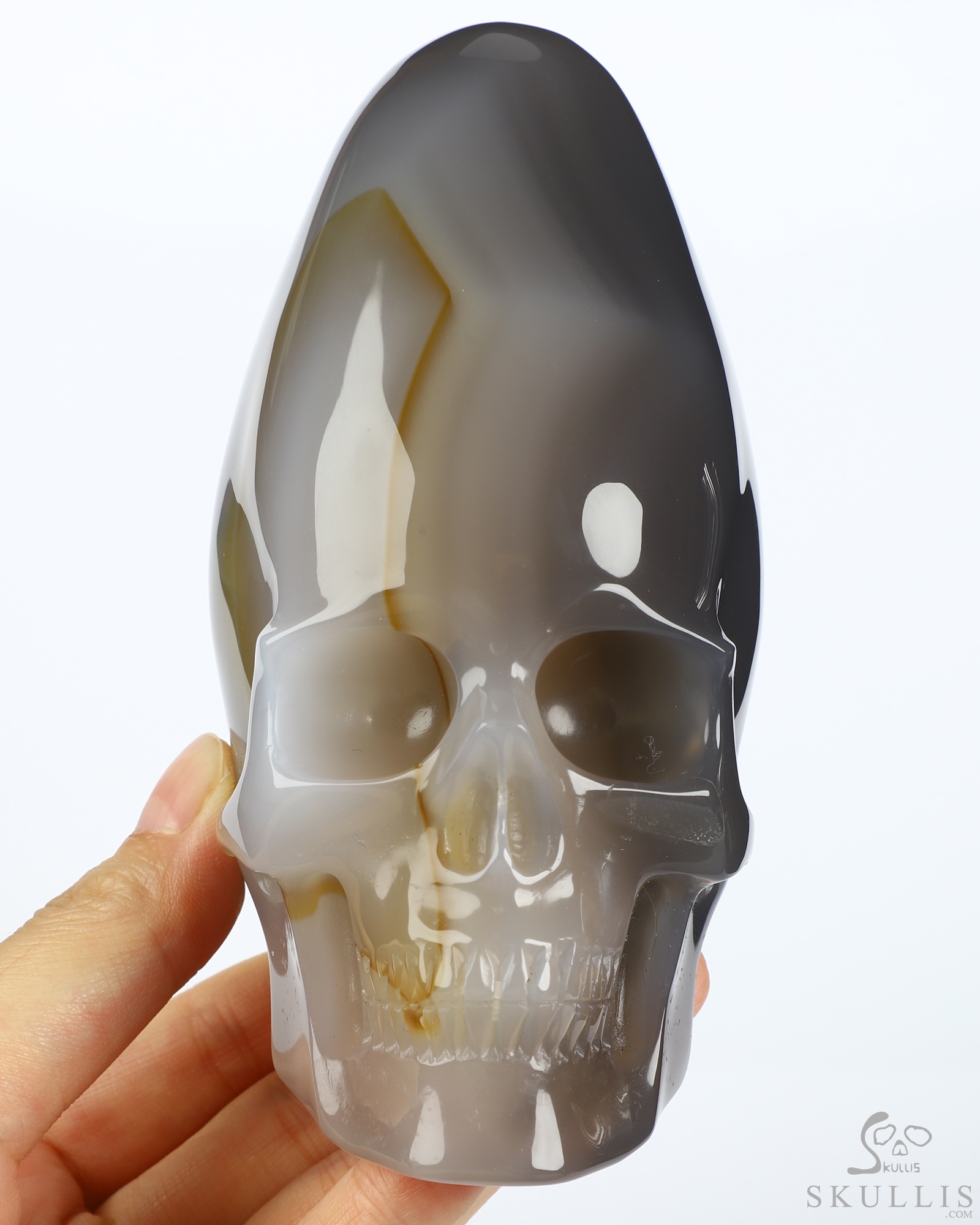 4.4" Premium Brazilian Agate Hand Carved Incan Crystal Skull Sculpture With Stand, Crystal Healing 4.4" Premium Brazilian Agate Hand Carved Incan Crystal Skull Sculpture With Stand, Crystal Healing