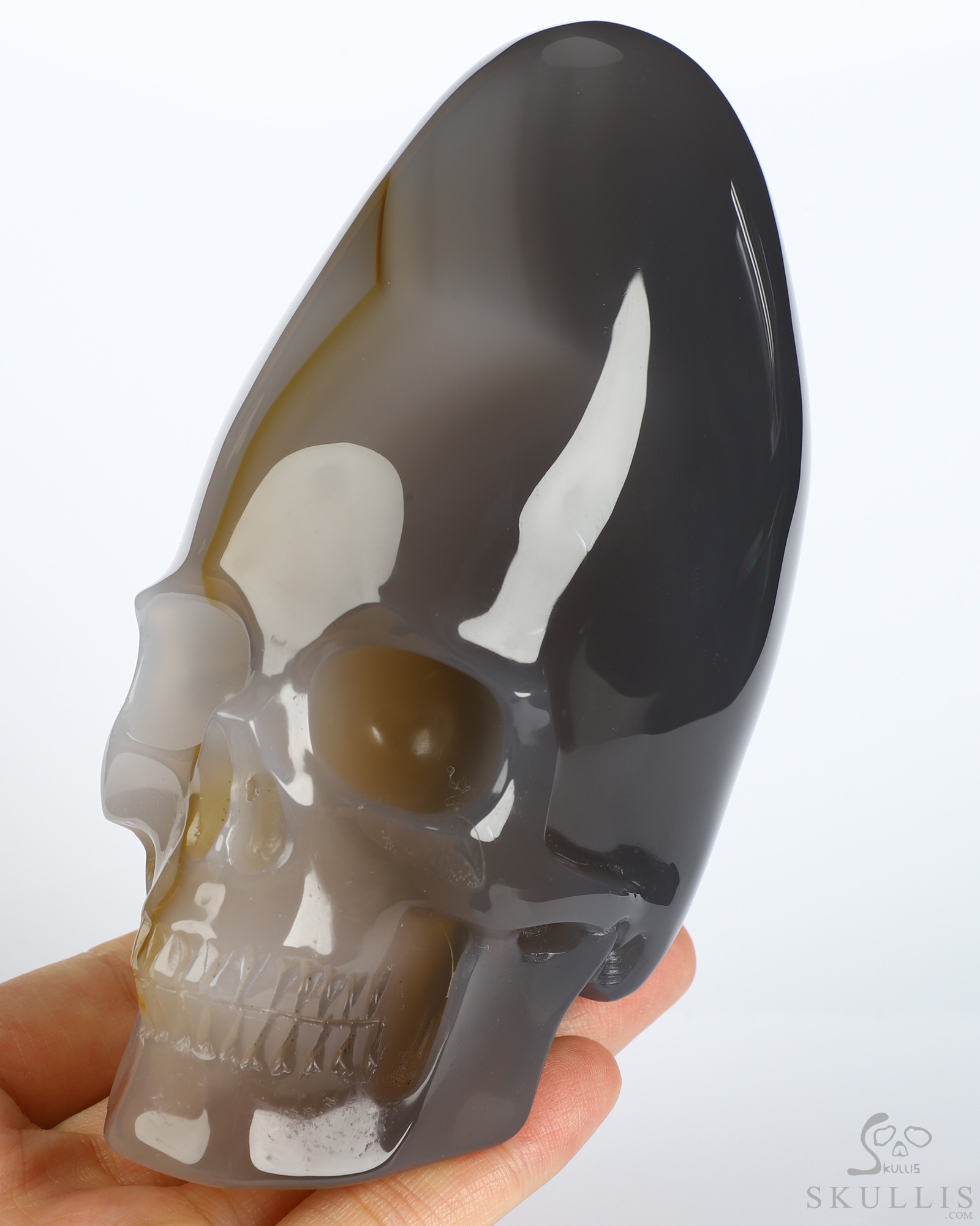 4.4" Premium Brazilian Agate Hand Carved Incan Crystal Skull Sculpture With Stand, Crystal Healing 4.4" Premium Brazilian Agate Hand Carved Incan Crystal Skull Sculpture With Stand, Crystal Healing