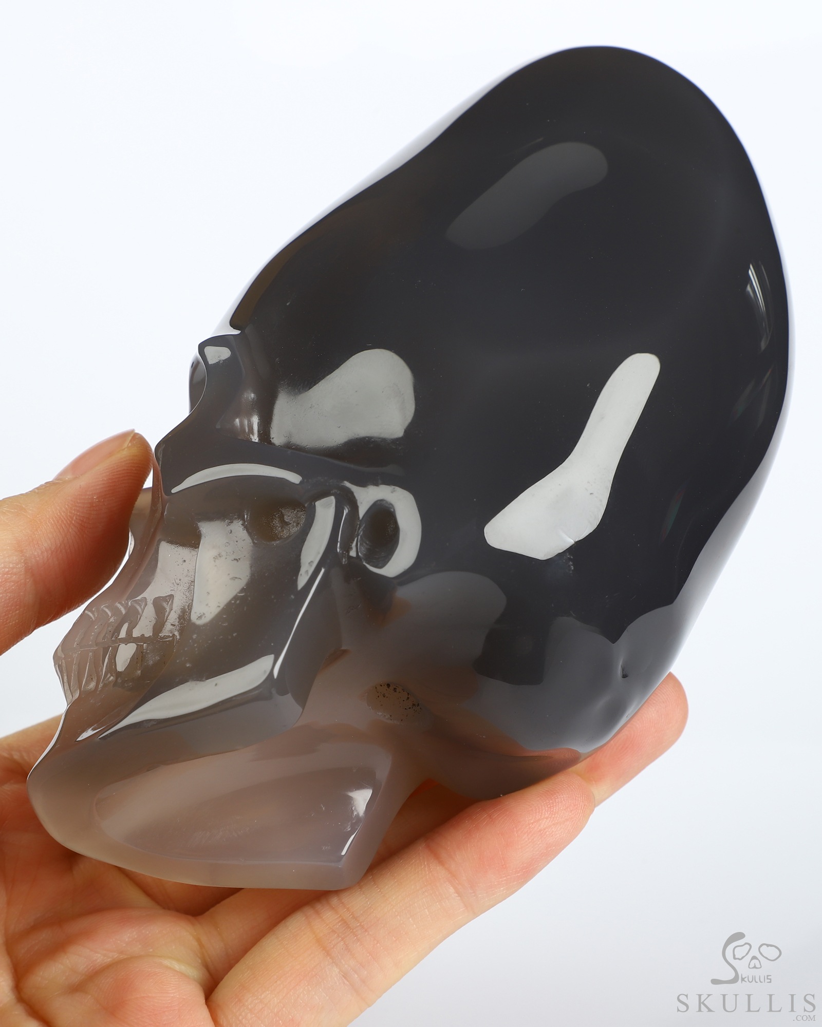 4.4" Premium Brazilian Agate Hand Carved Incan Crystal Skull Sculpture With Stand, Crystal Healing 4.4" Premium Brazilian Agate Hand Carved Incan Crystal Skull Sculpture With Stand, Crystal Healing