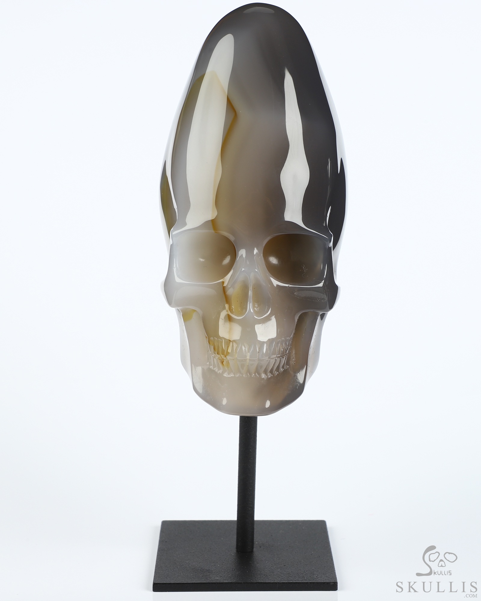 4.4" Premium Brazilian Agate Hand Carved Incan Crystal Skull Sculpture With Stand, Crystal Healing 4.4" Premium Brazilian Agate Hand Carved Incan Crystal Skull Sculpture With Stand, Crystal Healing