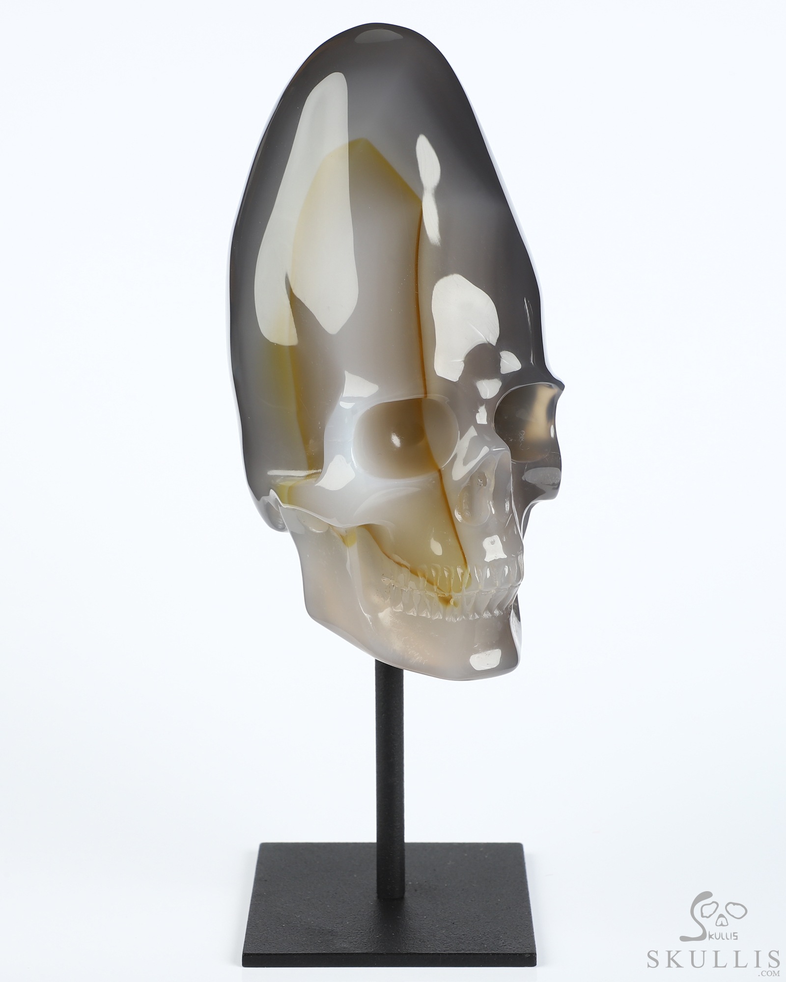 4.4" Premium Brazilian Agate Hand Carved Incan Crystal Skull Sculpture With Stand, Crystal Healing 4.4" Premium Brazilian Agate Hand Carved Incan Crystal Skull Sculpture With Stand, Crystal Healing