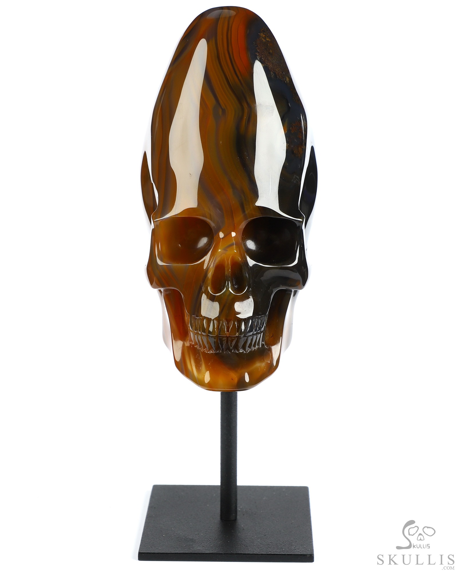 4.4" Premium Brazilian Agate Hand Carved Incan Crystal Skull Sculpture With Stand, Crystal Healing 4.4" Premium Brazilian Agate Hand Carved Incan Crystal Skull Sculpture With Stand, Crystal Healing
