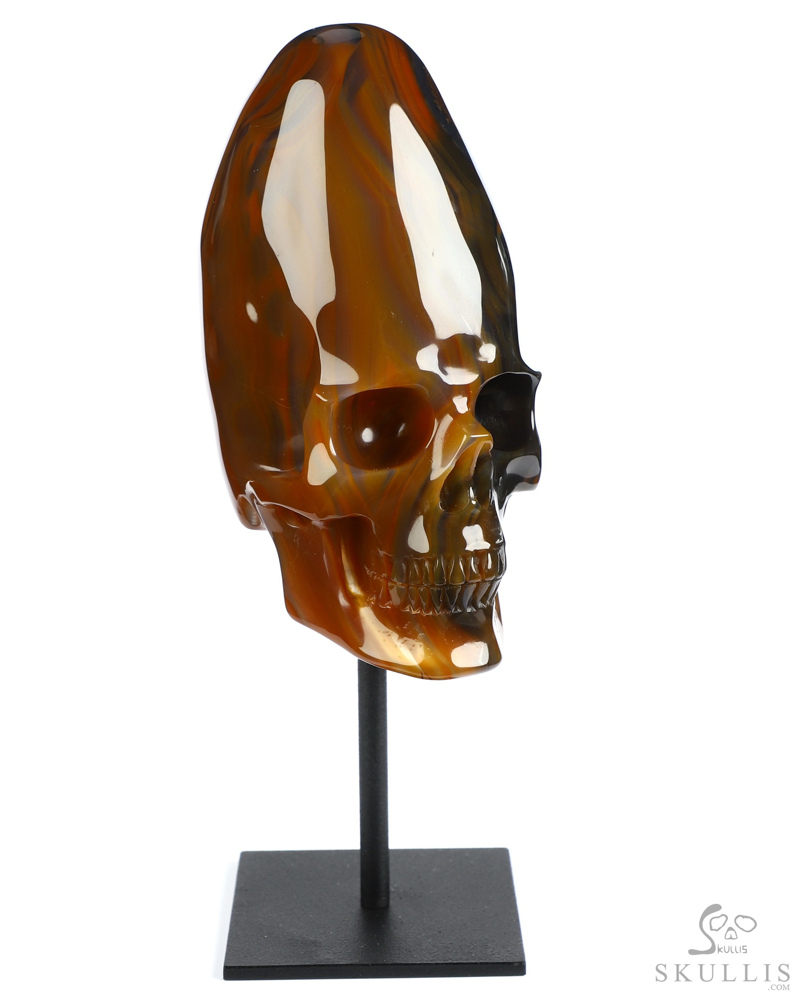 4.4" Premium Brazilian Agate Hand Carved Incan Crystal Skull Sculpture With Stand, Crystal Healing 4.4" Premium Brazilian Agate Hand Carved Incan Crystal Skull Sculpture With Stand, Crystal Healing