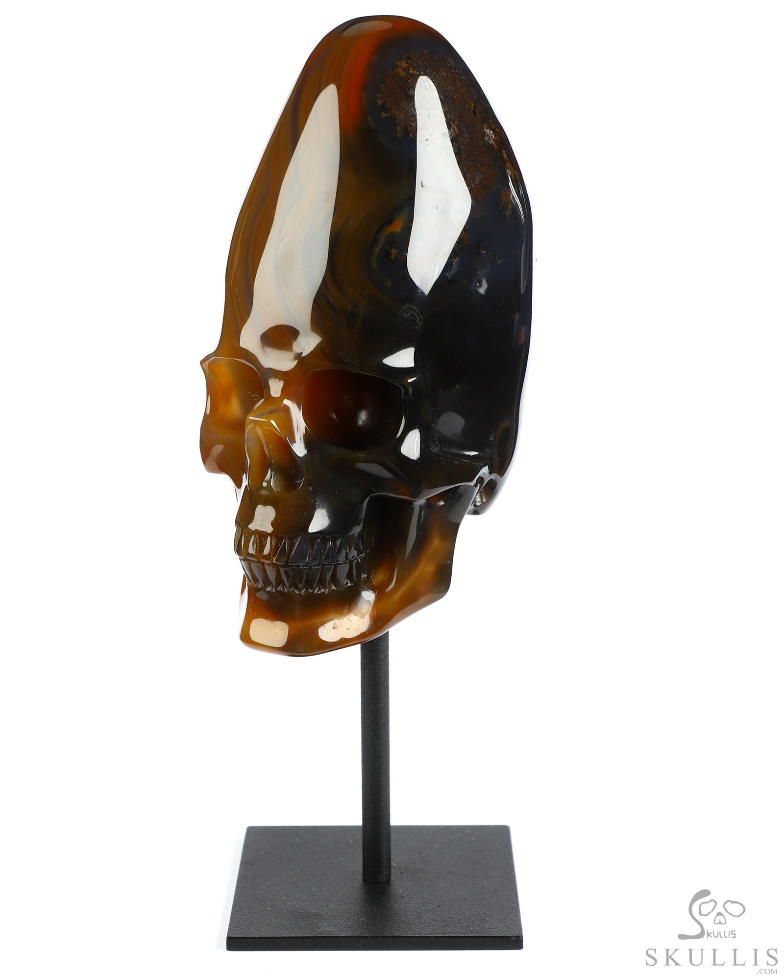 4.4" Premium Brazilian Agate Hand Carved Incan Crystal Skull Sculpture With Stand, Crystal Healing 4.4" Premium Brazilian Agate Hand Carved Incan Crystal Skull Sculpture With Stand, Crystal Healing