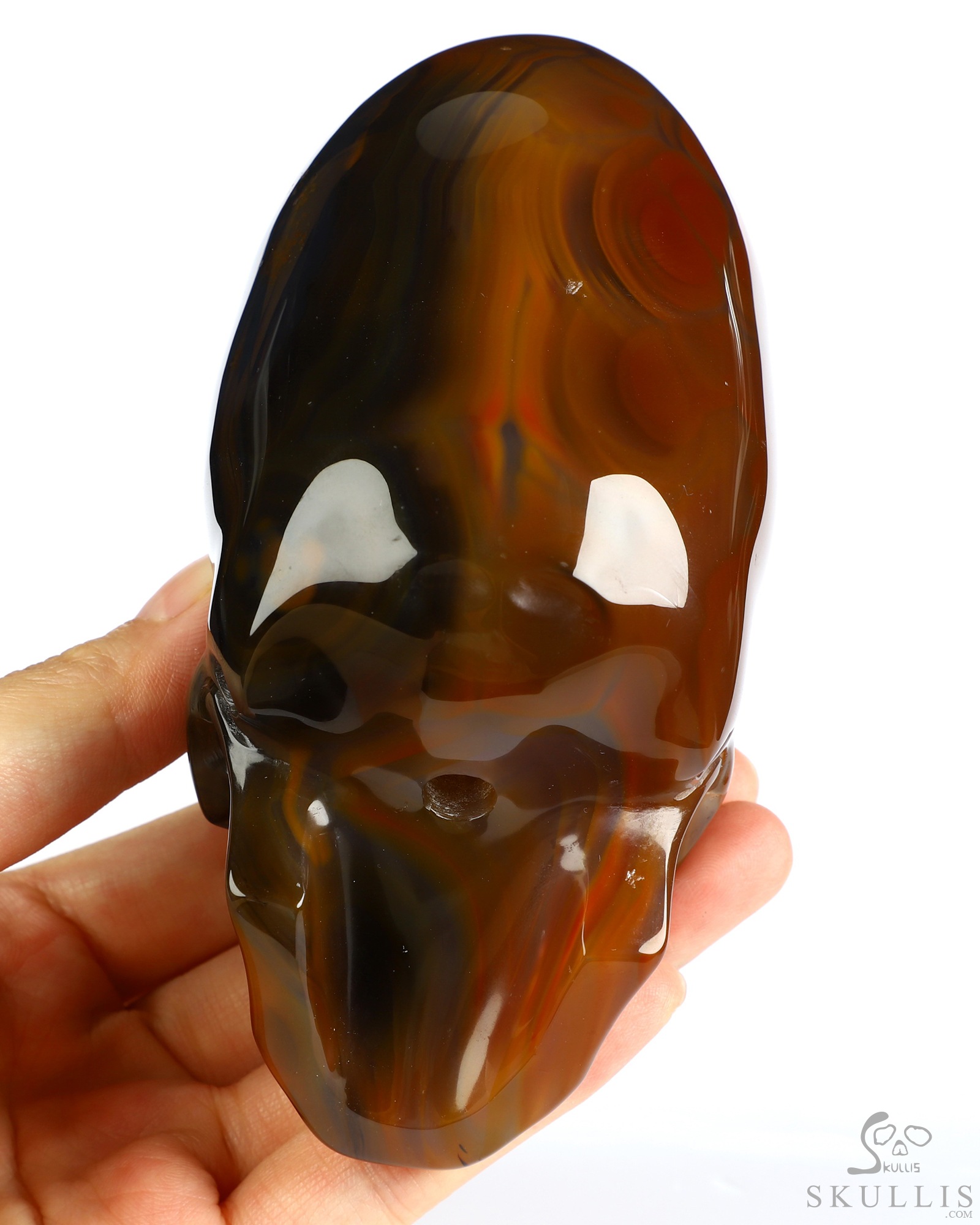 4.4" Premium Brazilian Agate Hand Carved Incan Crystal Skull Sculpture With Stand, Crystal Healing 4.4" Premium Brazilian Agate Hand Carved Incan Crystal Skull Sculpture With Stand, Crystal Healing