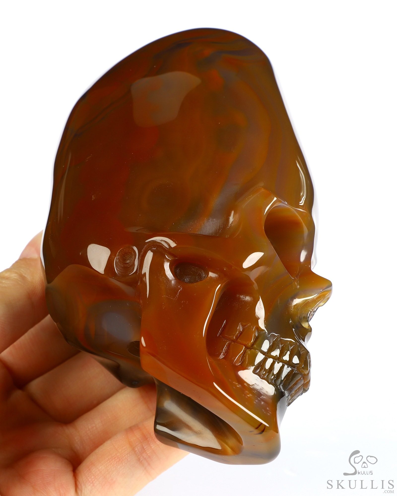 4.4" Premium Brazilian Agate Hand Carved Incan Crystal Skull Sculpture With Stand, Crystal Healing 4.4" Premium Brazilian Agate Hand Carved Incan Crystal Skull Sculpture With Stand, Crystal Healing