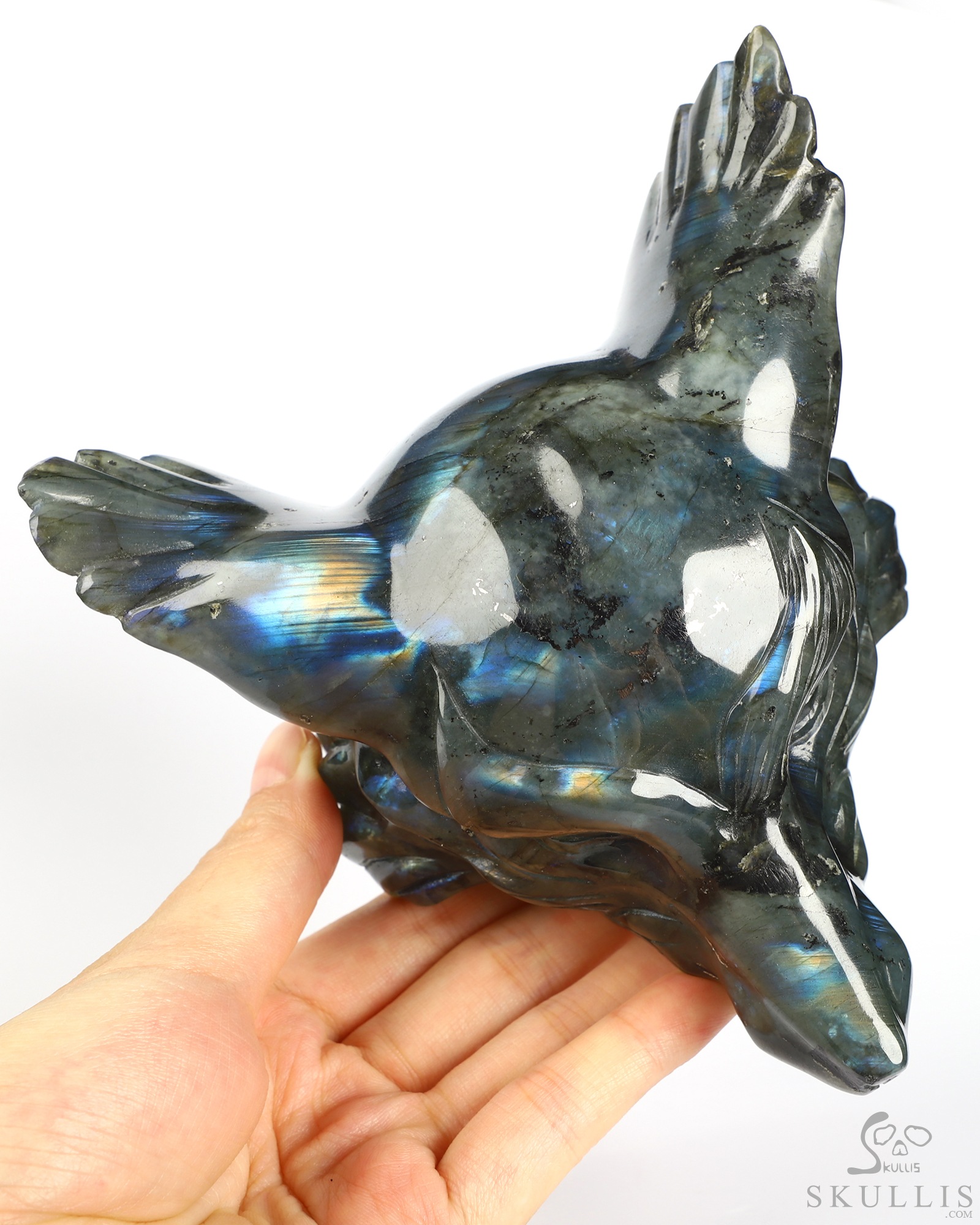 5.2" Labradorite Hand Carved Crystal Fox Fine Art Sculpture, Crystal Healing 5.2" Labradorite Hand Carved Crystal Fox Fine Art Sculpture, Crystal Healing