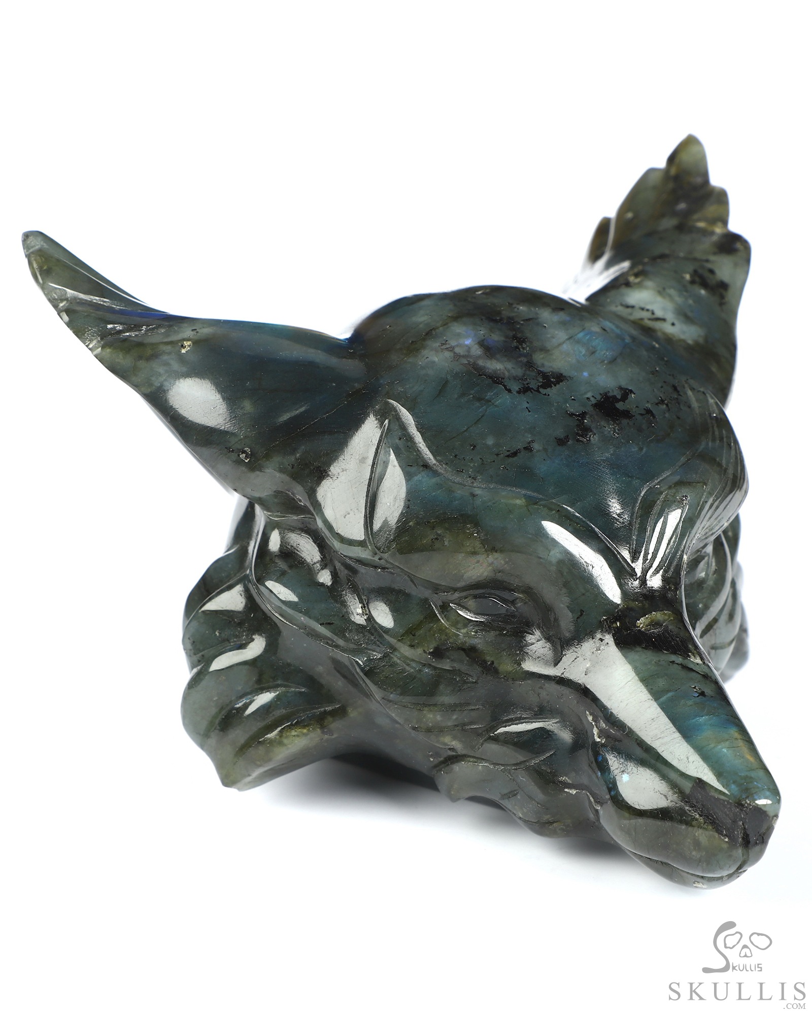 5.2" Labradorite Hand Carved Crystal Fox Fine Art Sculpture, Crystal Healing 5.2" Labradorite Hand Carved Crystal Fox Fine Art Sculpture, Crystal Healing