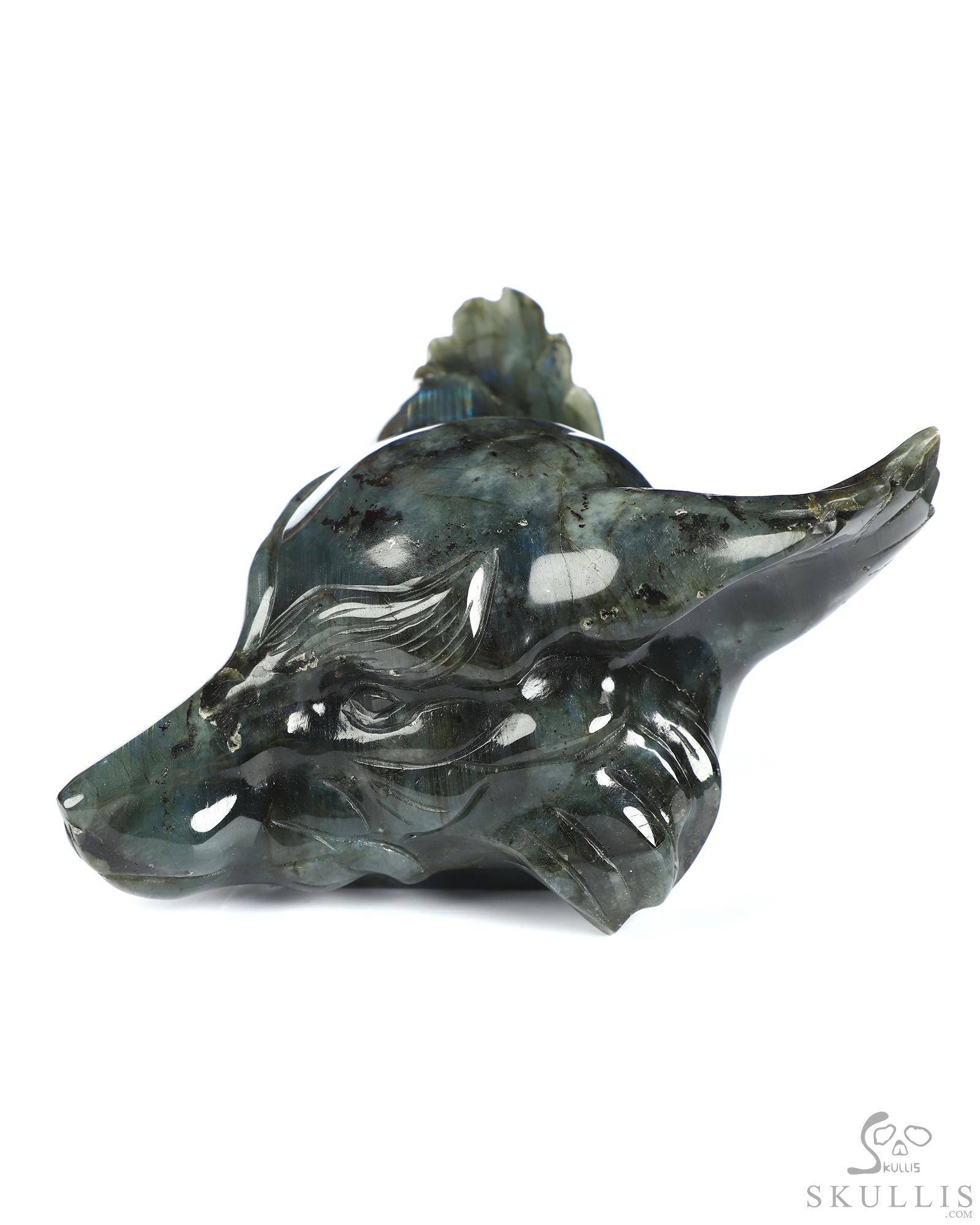 5.2" Labradorite Hand Carved Crystal Fox Fine Art Sculpture, Crystal Healing 5.2" Labradorite Hand Carved Crystal Fox Fine Art Sculpture, Crystal Healing