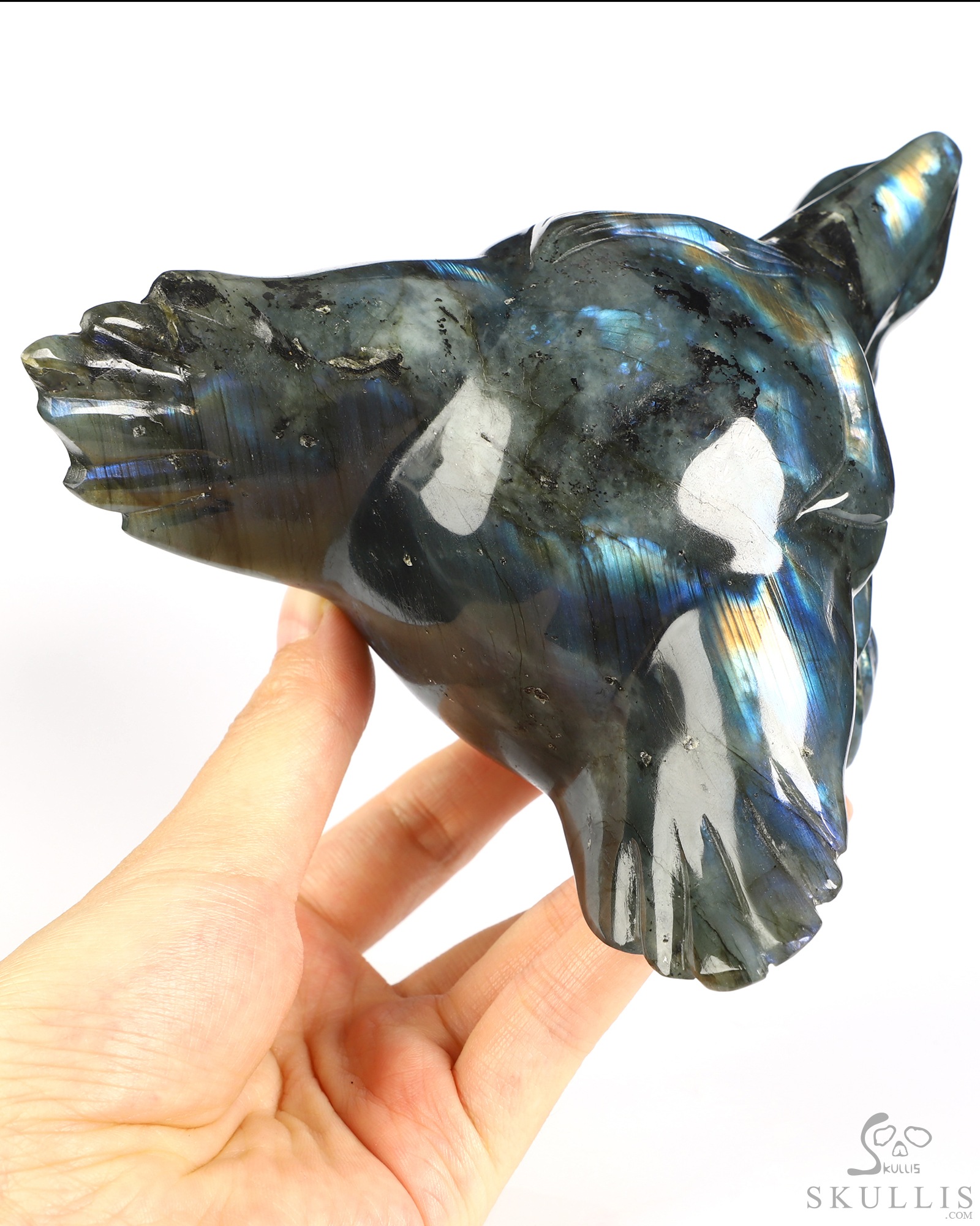 5.2" Labradorite Hand Carved Crystal Fox Fine Art Sculpture, Crystal Healing 5.2" Labradorite Hand Carved Crystal Fox Fine Art Sculpture, Crystal Healing