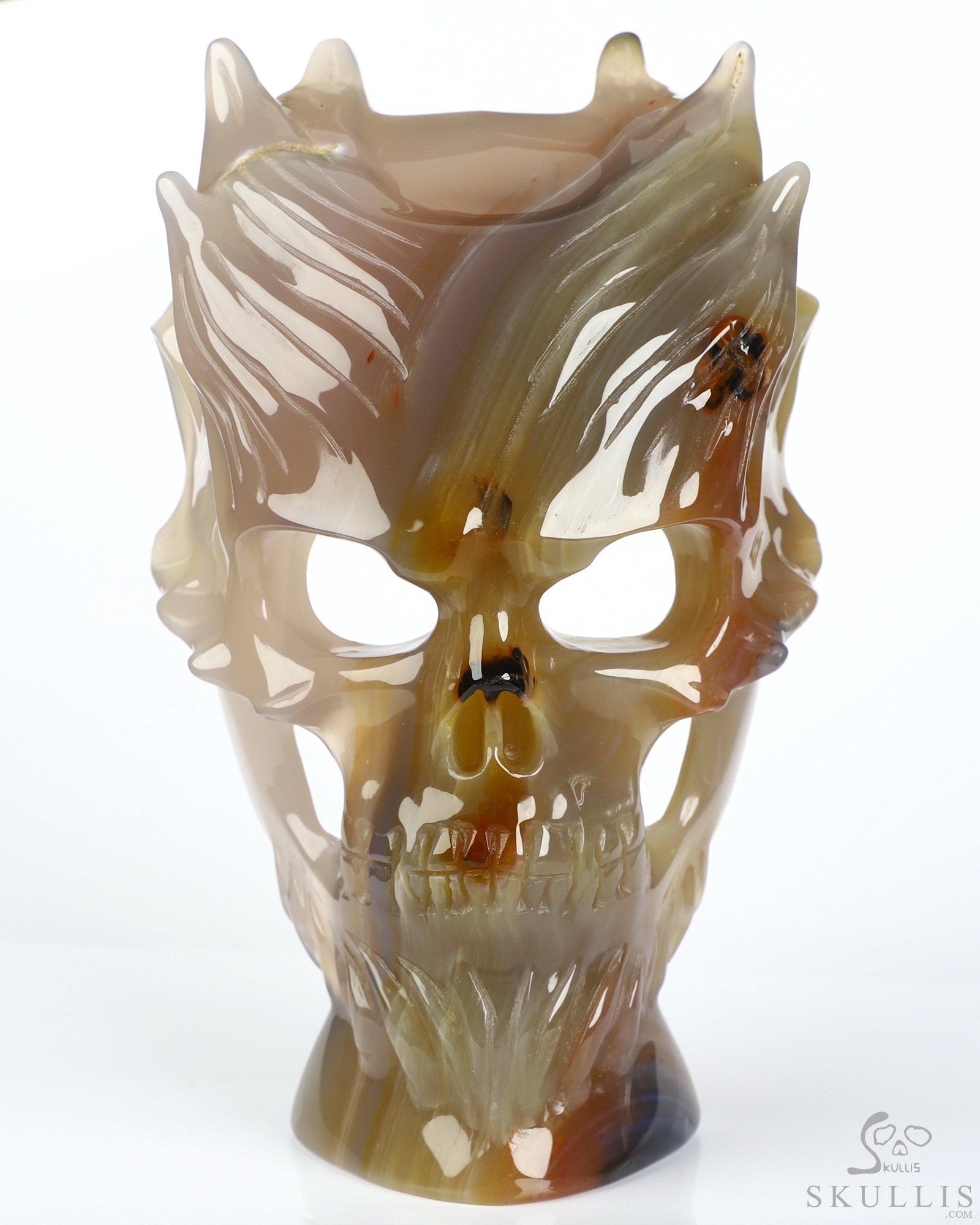 6.4" Premium Brazilian Agate Hand Carved Countenance Crystal Skull Mask Sculpture, Crystal Healing 6.4" Premium Brazilian Agate Hand Carved Countenance Crystal Skull Mask Sculpture, Crystal Healing