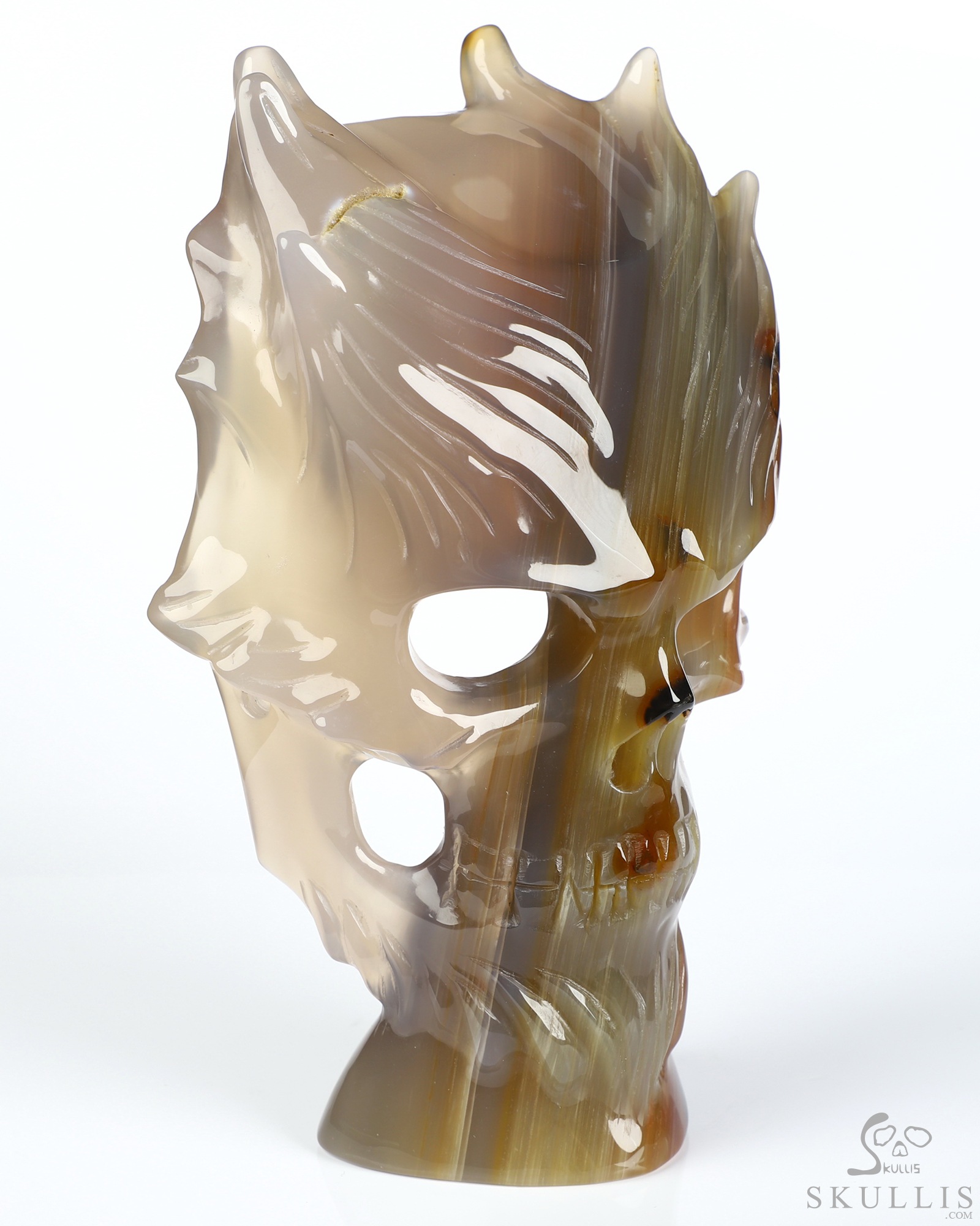 6.4" Premium Brazilian Agate Hand Carved Countenance Crystal Skull Mask Sculpture, Crystal Healing 6.4" Premium Brazilian Agate Hand Carved Countenance Crystal Skull Mask Sculpture, Crystal Healing