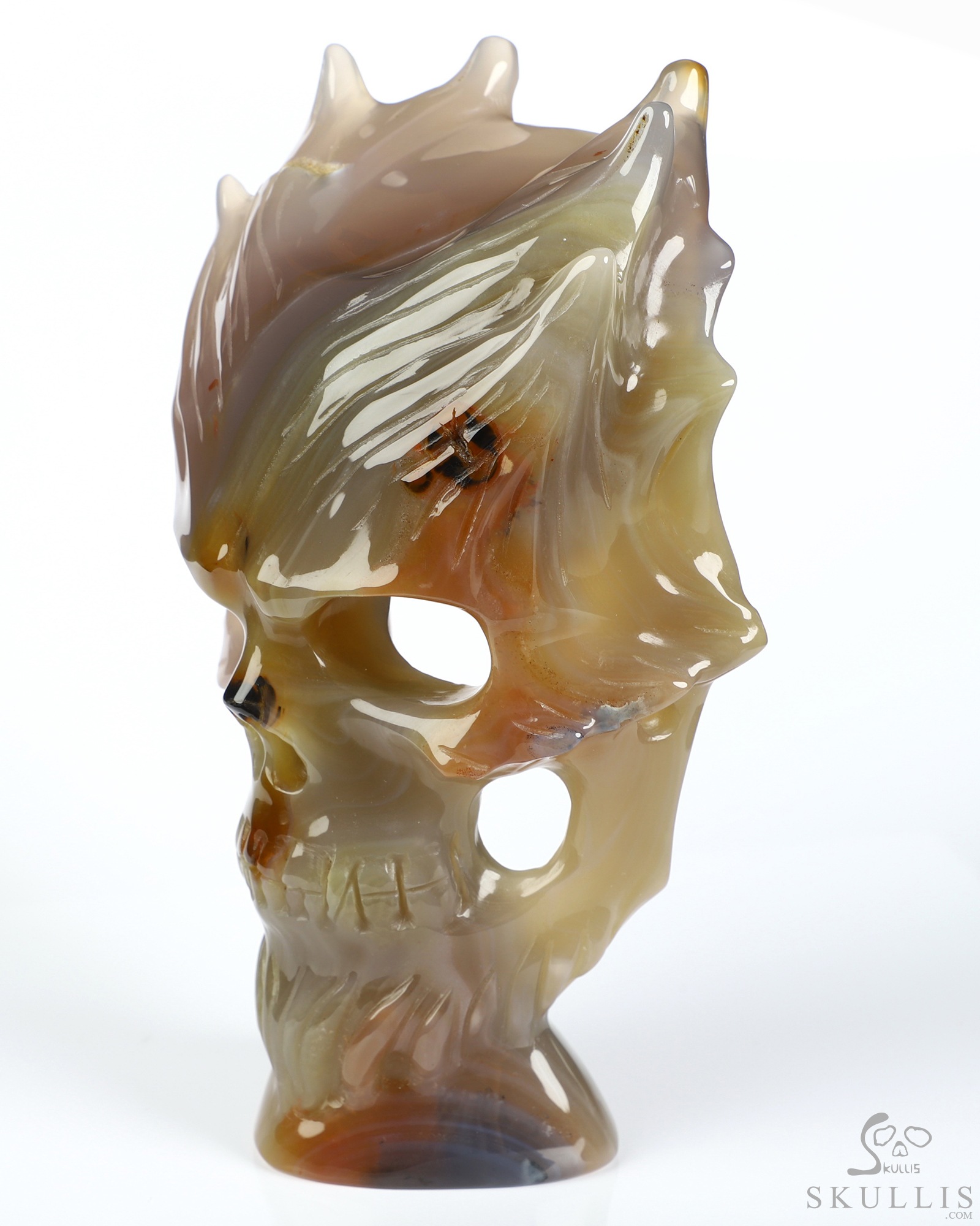 6.4" Premium Brazilian Agate Hand Carved Countenance Crystal Skull Mask Sculpture, Crystal Healing 6.4" Premium Brazilian Agate Hand Carved Countenance Crystal Skull Mask Sculpture, Crystal Healing