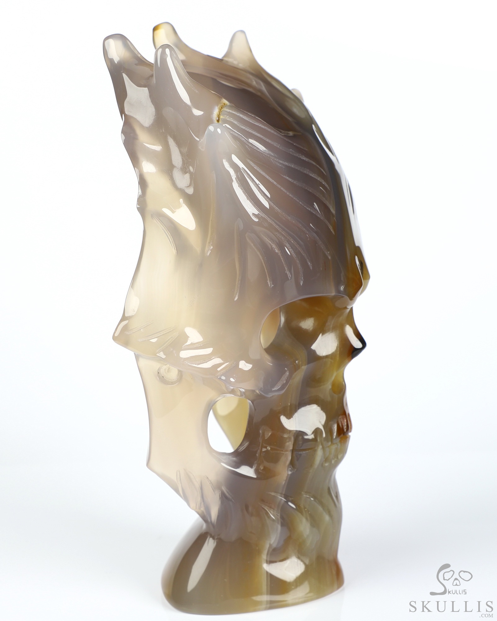 6.4" Premium Brazilian Agate Hand Carved Countenance Crystal Skull Mask Sculpture, Crystal Healing 6.4" Premium Brazilian Agate Hand Carved Countenance Crystal Skull Mask Sculpture, Crystal Healing