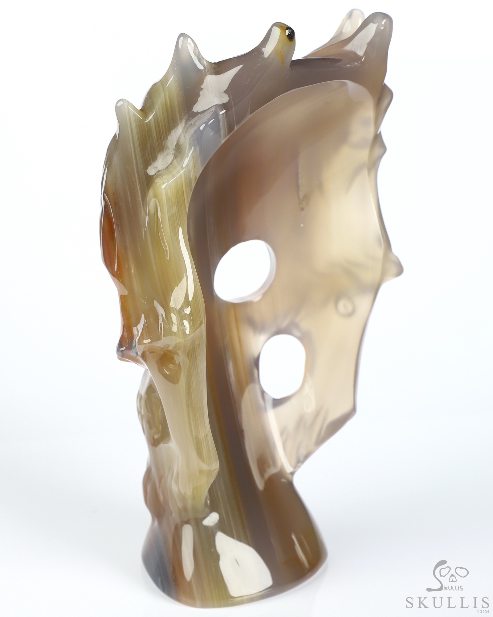 6.4" Premium Brazilian Agate Hand Carved Countenance Crystal Skull Mask Sculpture, Crystal Healing 6.4" Premium Brazilian Agate Hand Carved Countenance Crystal Skull Mask Sculpture, Crystal Healing