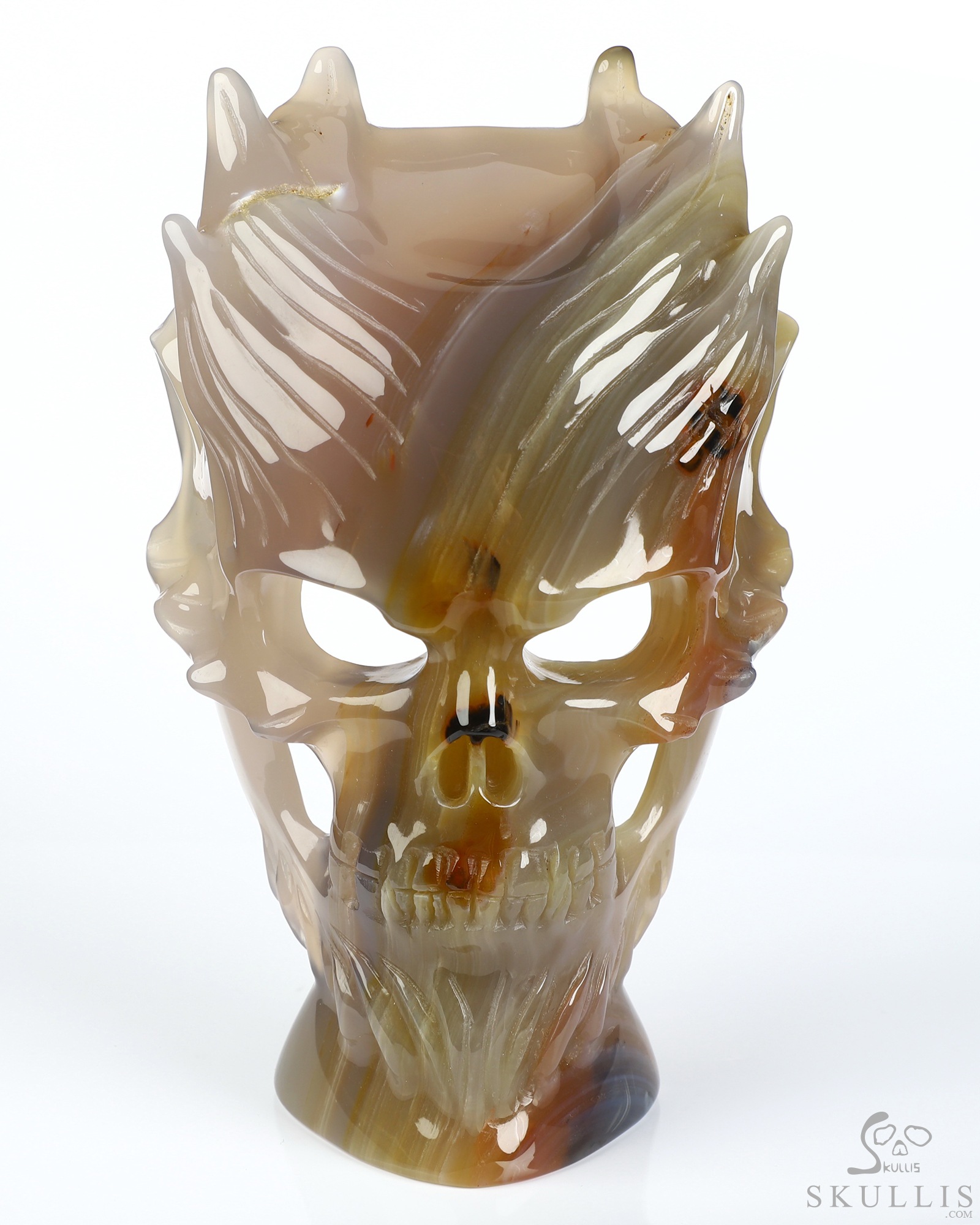 6.4" Premium Brazilian Agate Hand Carved Countenance Crystal Skull Mask Sculpture, Crystal Healing 6.4" Premium Brazilian Agate Hand Carved Countenance Crystal Skull Mask Sculpture, Crystal Healing