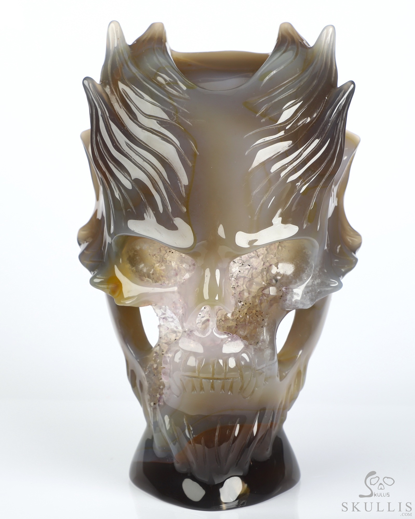 6.4" Premium Brazilian Agate Hand Carved Countenance Crystal Skull Mask Sculpture, Crystal Healing 6.4" Premium Brazilian Agate Hand Carved Countenance Crystal Skull Mask Sculpture, Crystal Healing