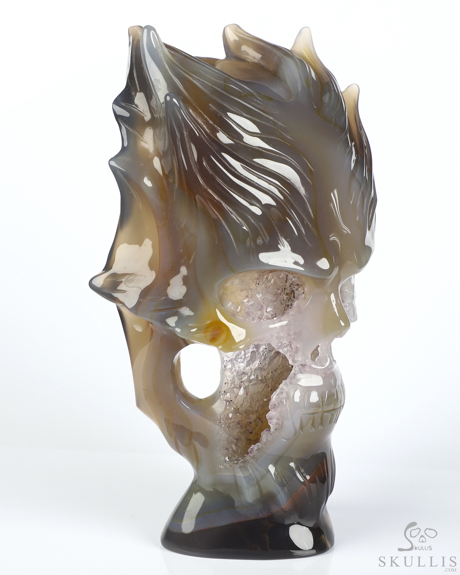 6.4" Premium Brazilian Agate Hand Carved Countenance Crystal Skull Mask Sculpture, Crystal Healing 6.4" Premium Brazilian Agate Hand Carved Countenance Crystal Skull Mask Sculpture, Crystal Healing
