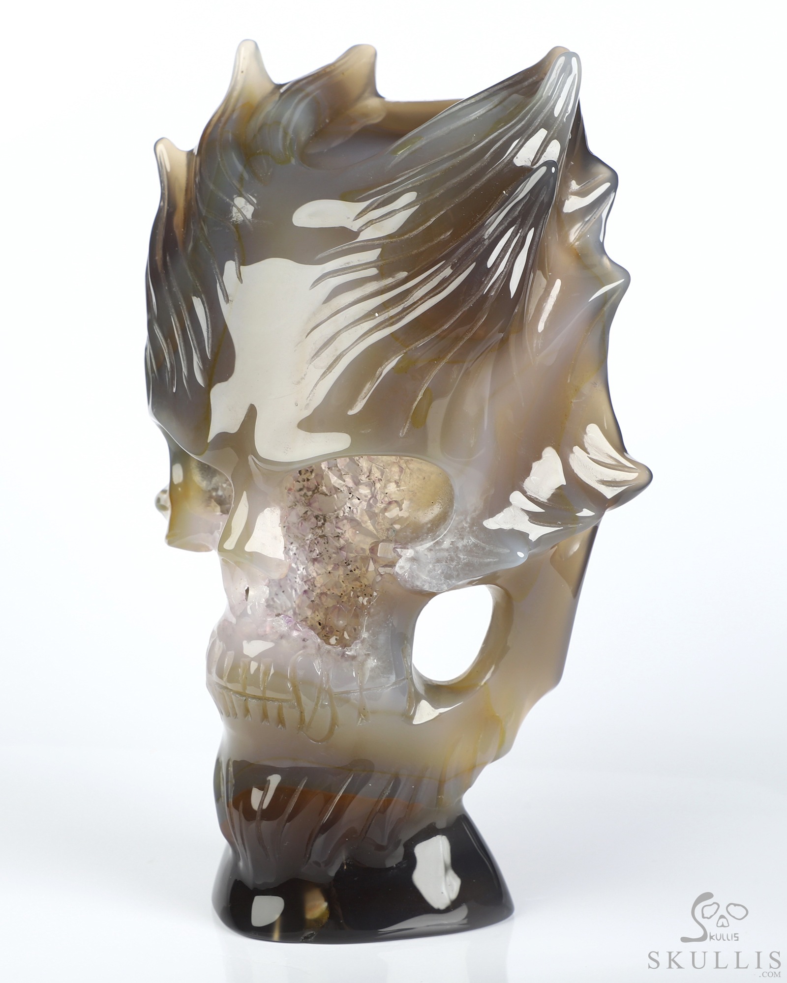 6.4" Premium Brazilian Agate Hand Carved Countenance Crystal Skull Mask Sculpture, Crystal Healing 6.4" Premium Brazilian Agate Hand Carved Countenance Crystal Skull Mask Sculpture, Crystal Healing